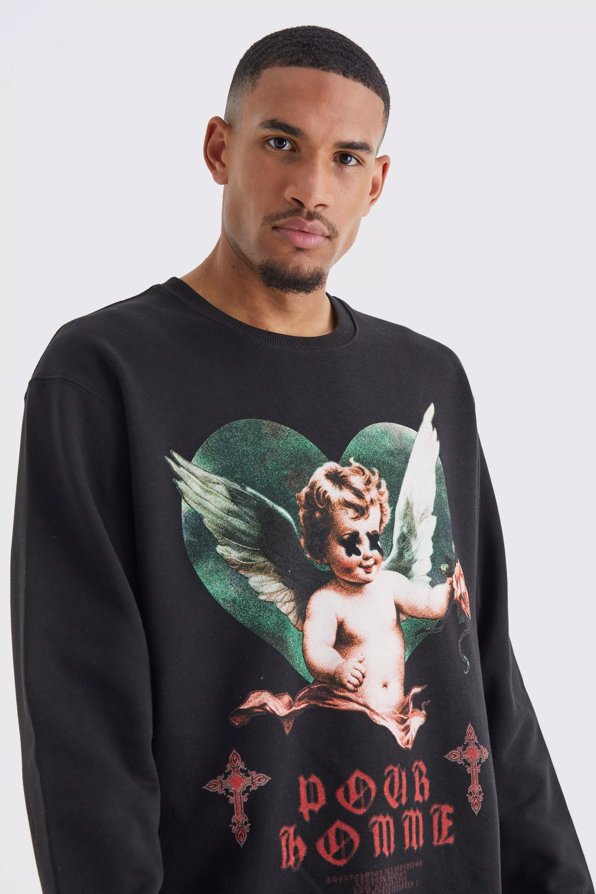 Tall Oversized Cherub Graphic Sweatshirt