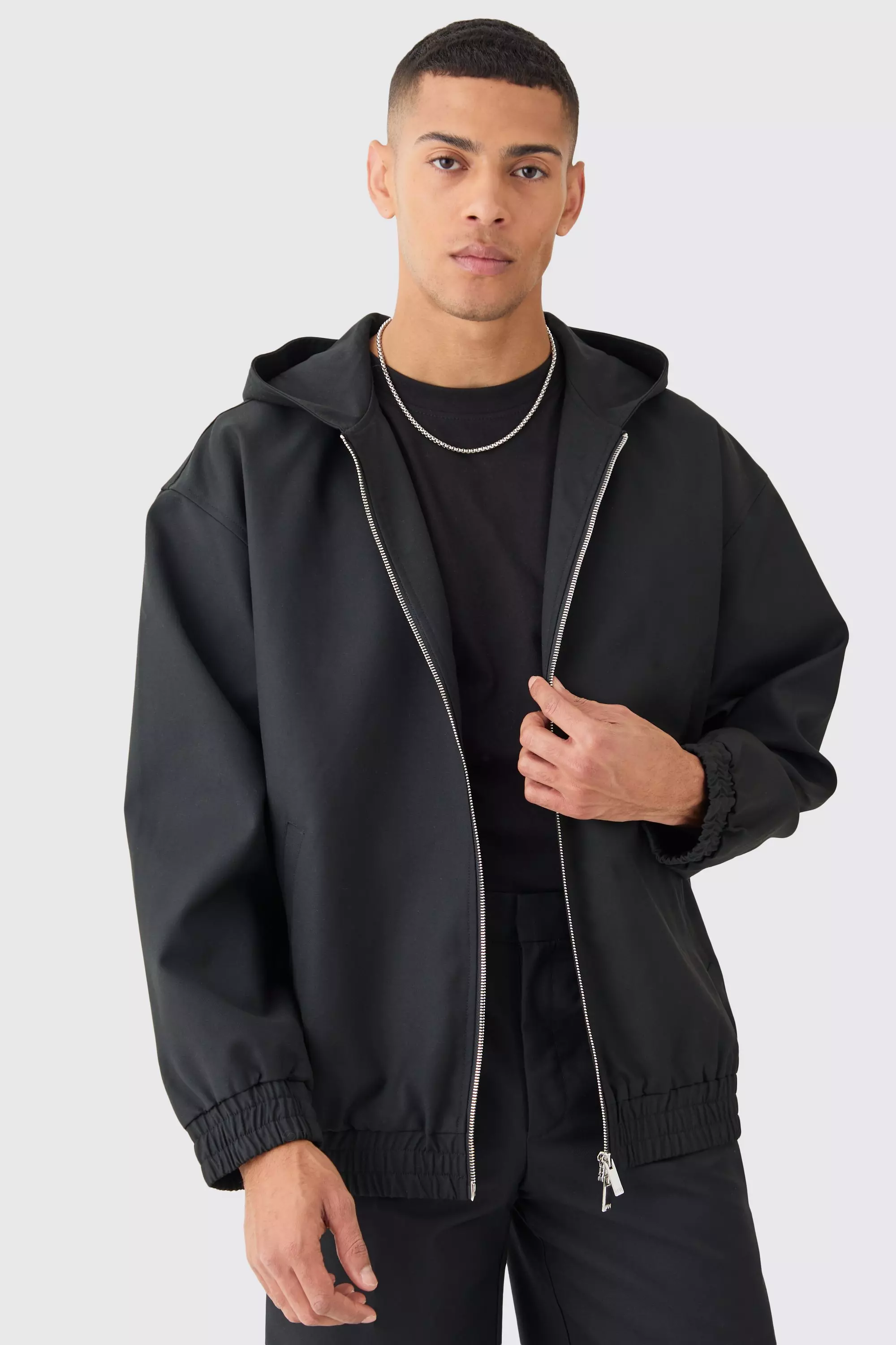 Oversized hooded sale bomber jacket