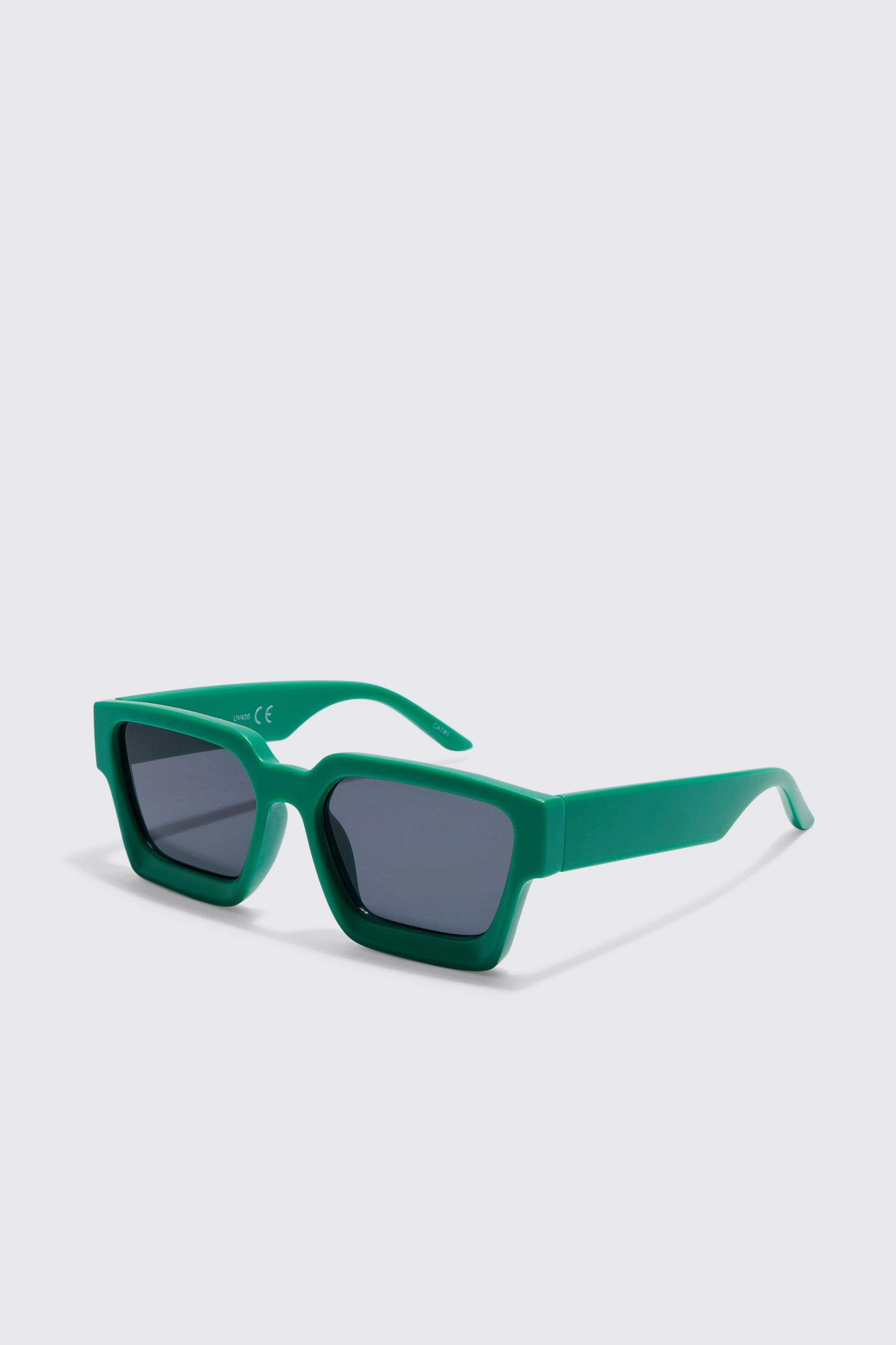 Mens Green Chunky Plastic Sunglasses, Green