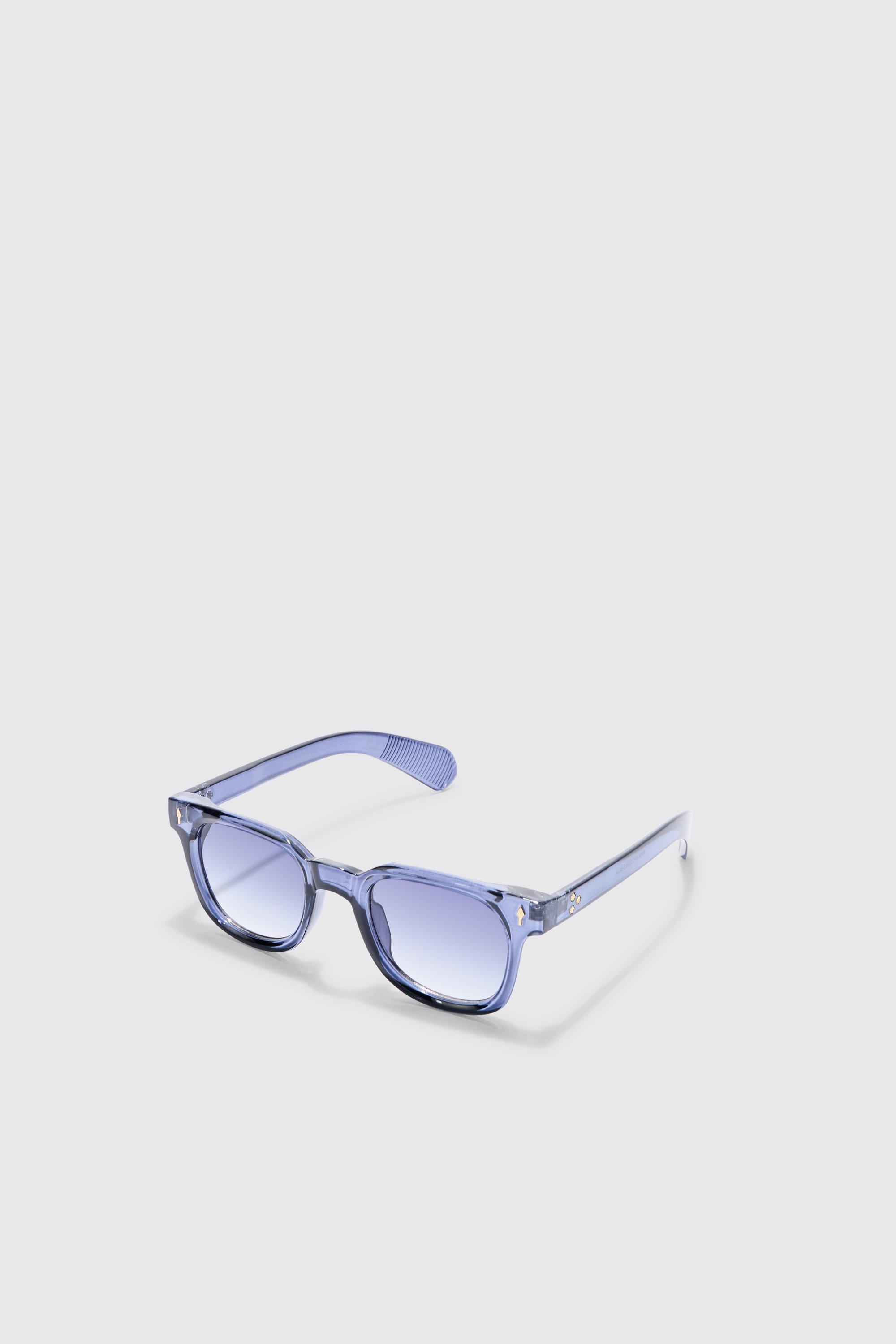 Mens Blue Retro Plastic Sunglasses, Blue