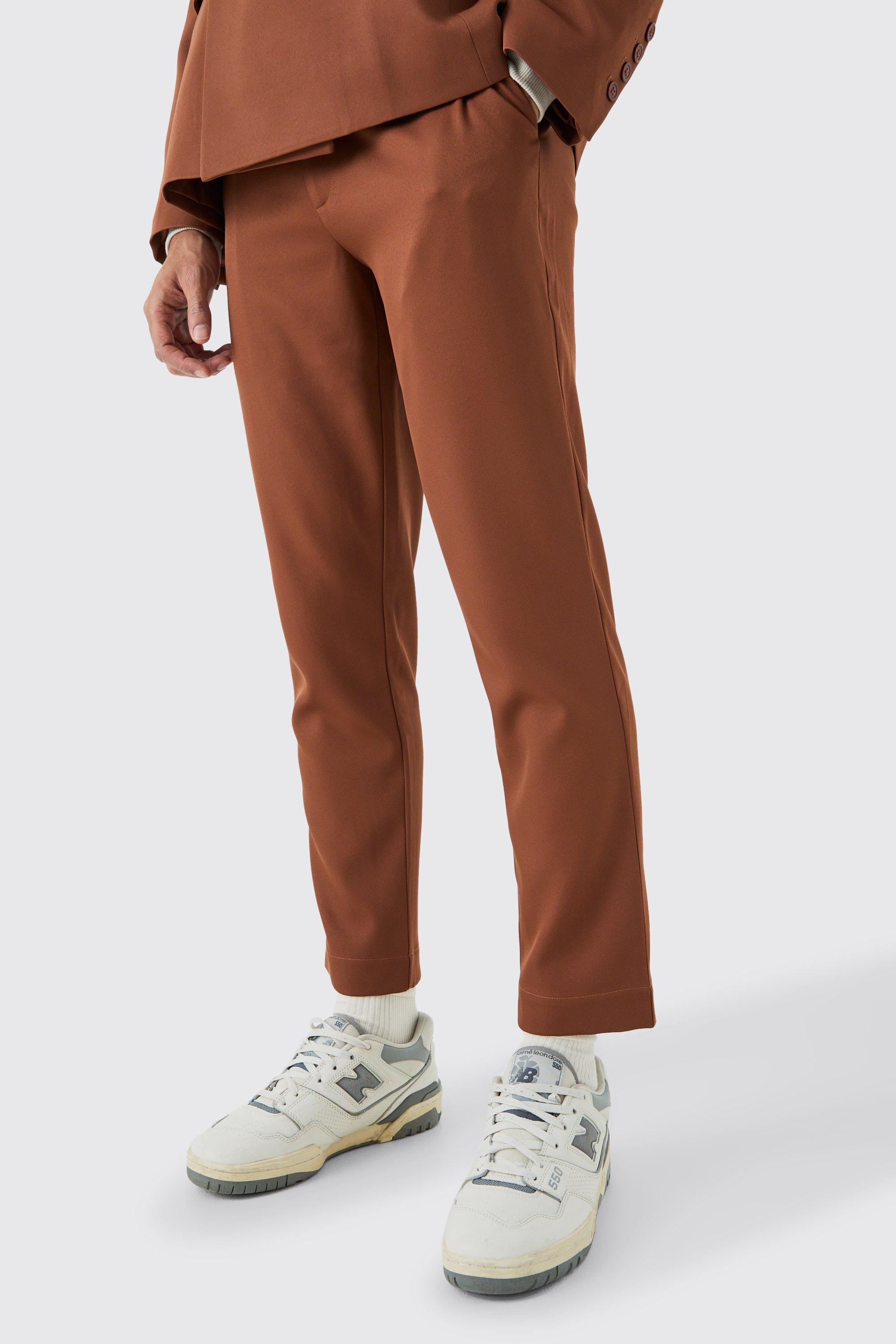Mens Orange Mix & Match Tailored Slim Cropped Trousers, Orange