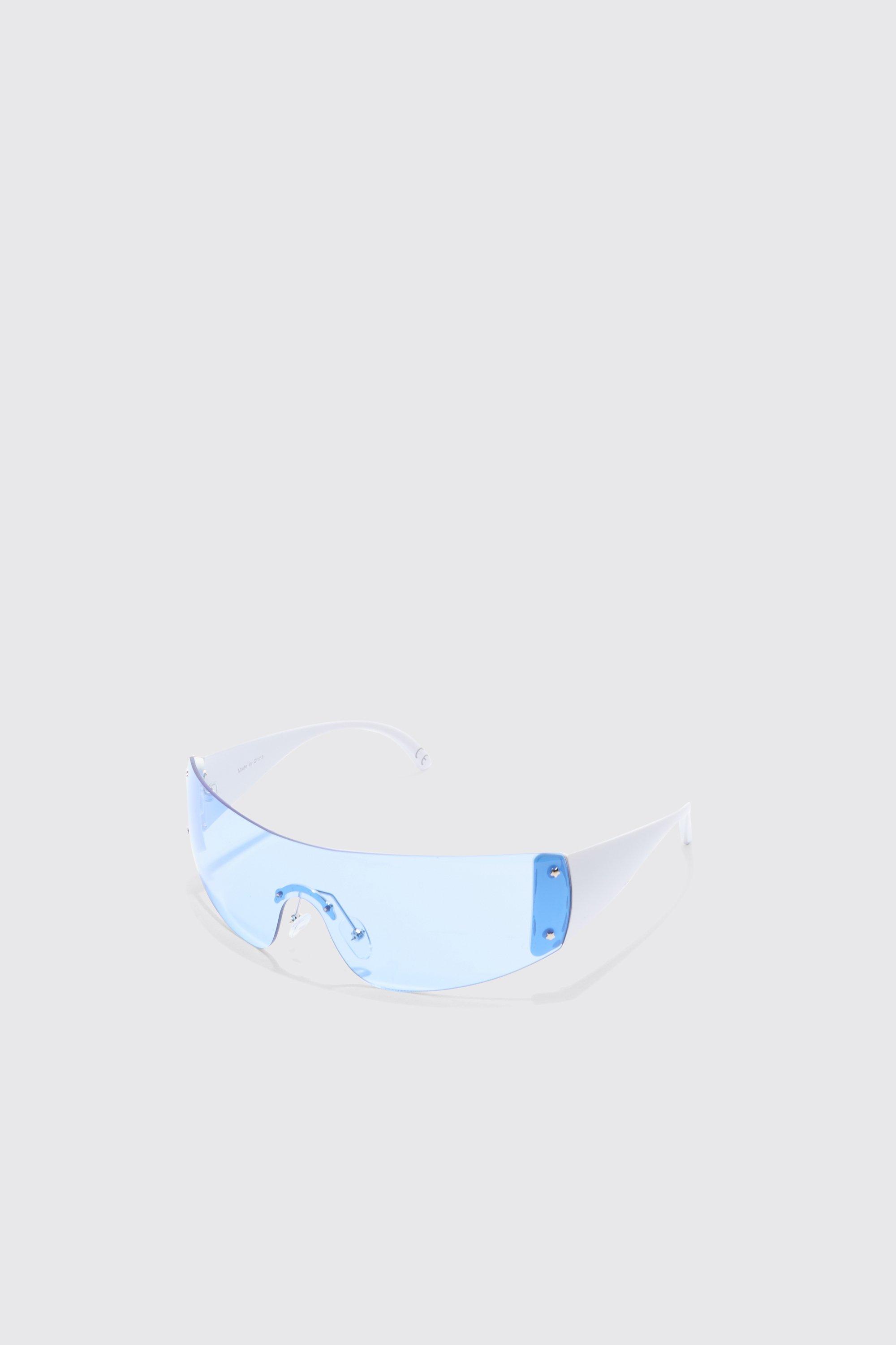 Image of Occhiali da sole con visiera avvolgente, Azzurro