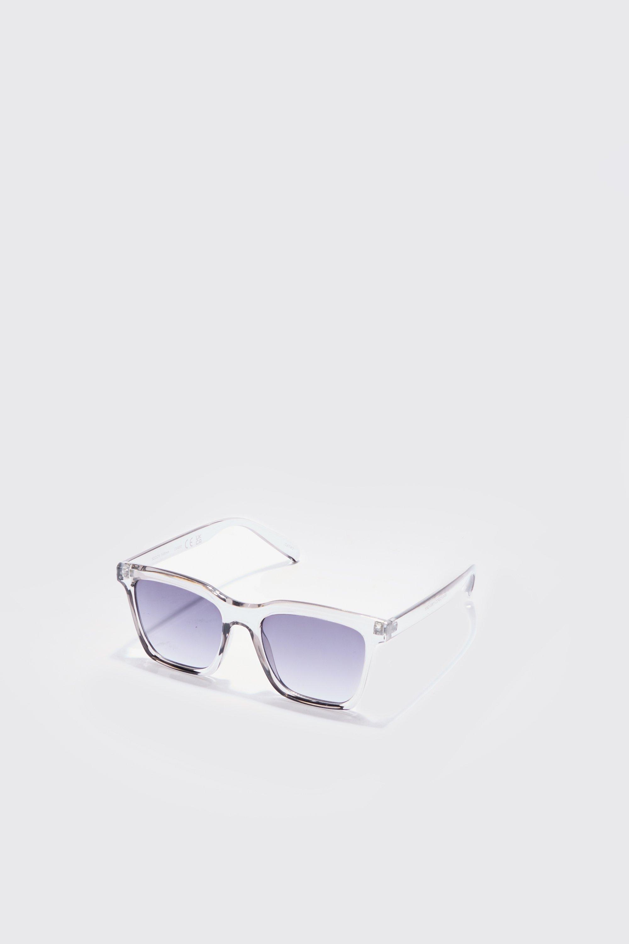 Mens Grey Clear Plastic Sunglasses, Grey