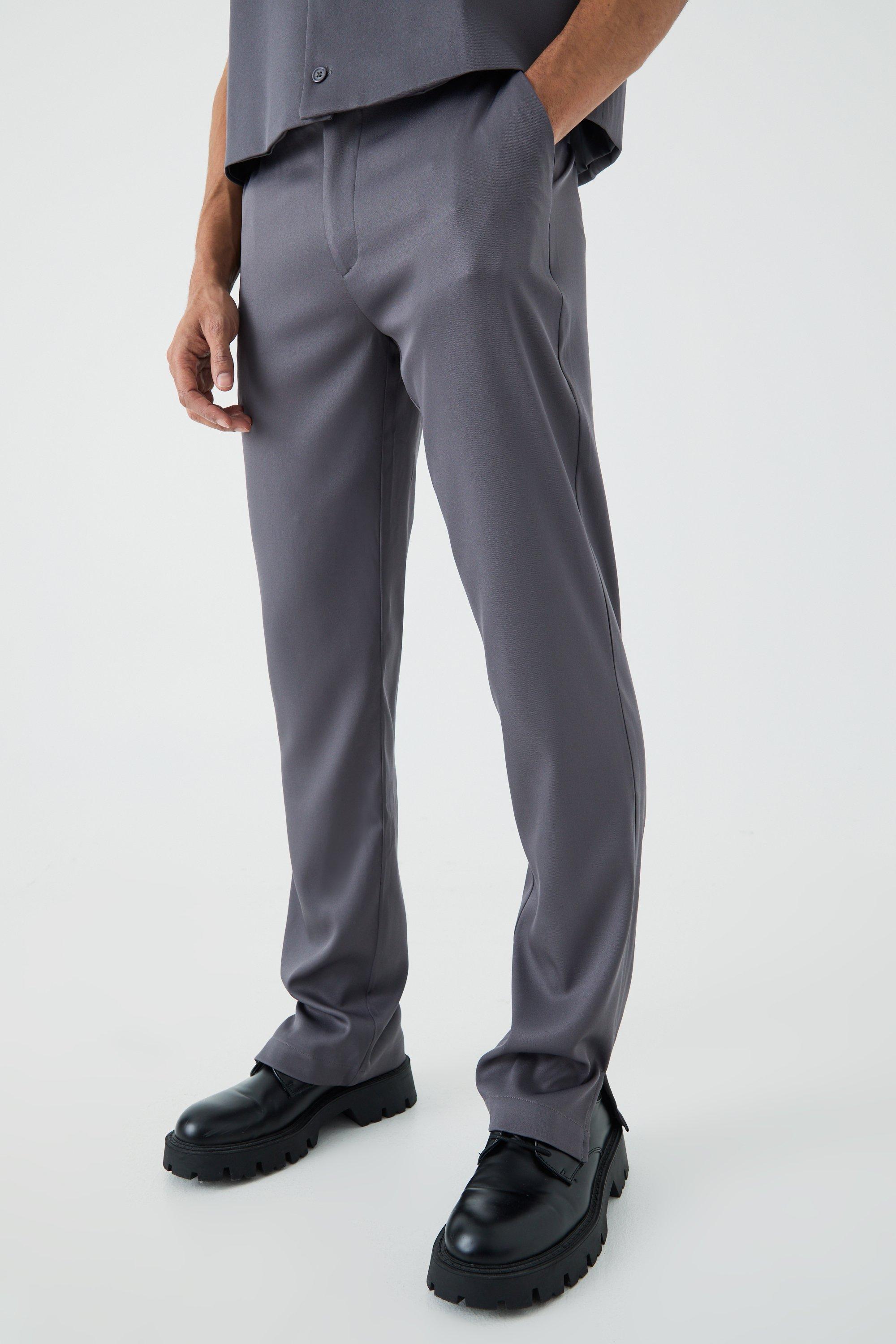 Mens Grey Mix & Match Tailored Split Hem Trousers, Grey