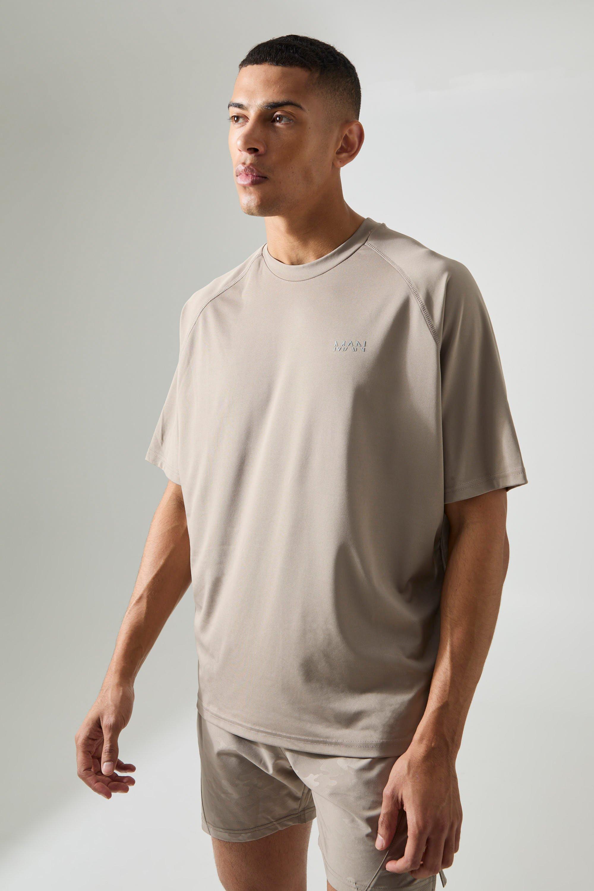 Image of T-shirt oversize Man Active con maniche raglan, Beige