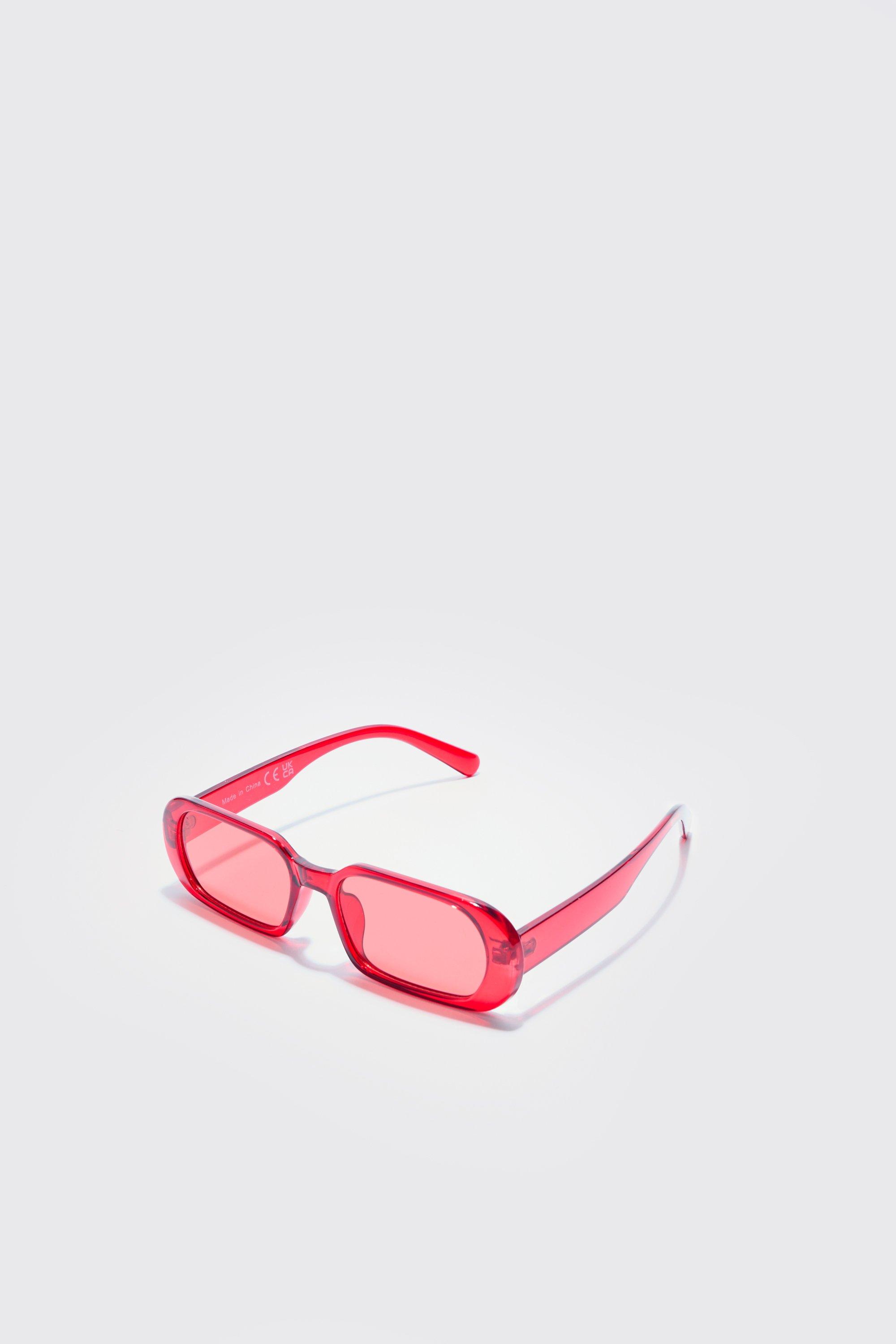 Mens Red Chunky Plastic Sunglasses, Red