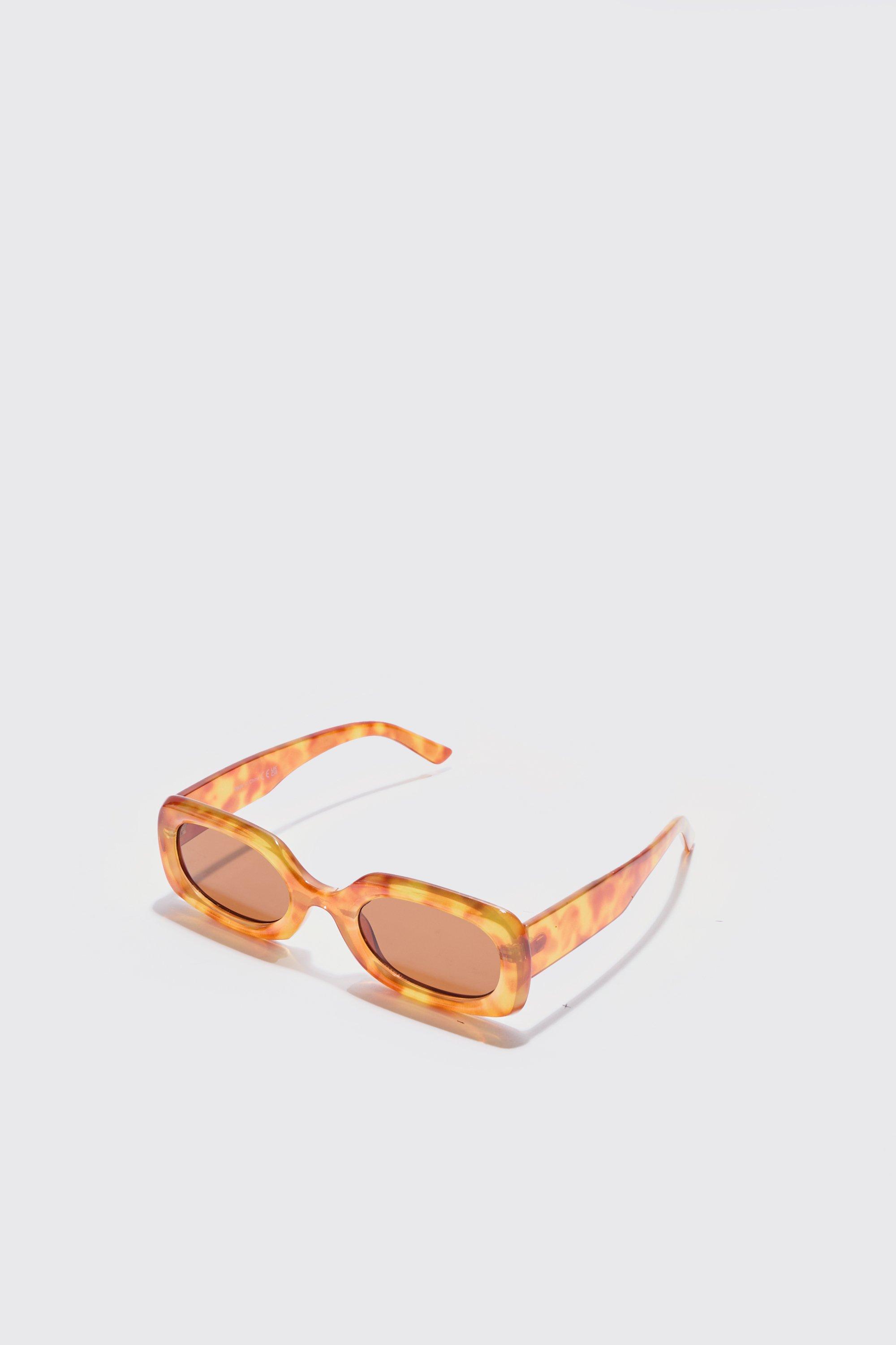 Image of Occhiali da sole con montatura spessa color tartaruga, Arancio