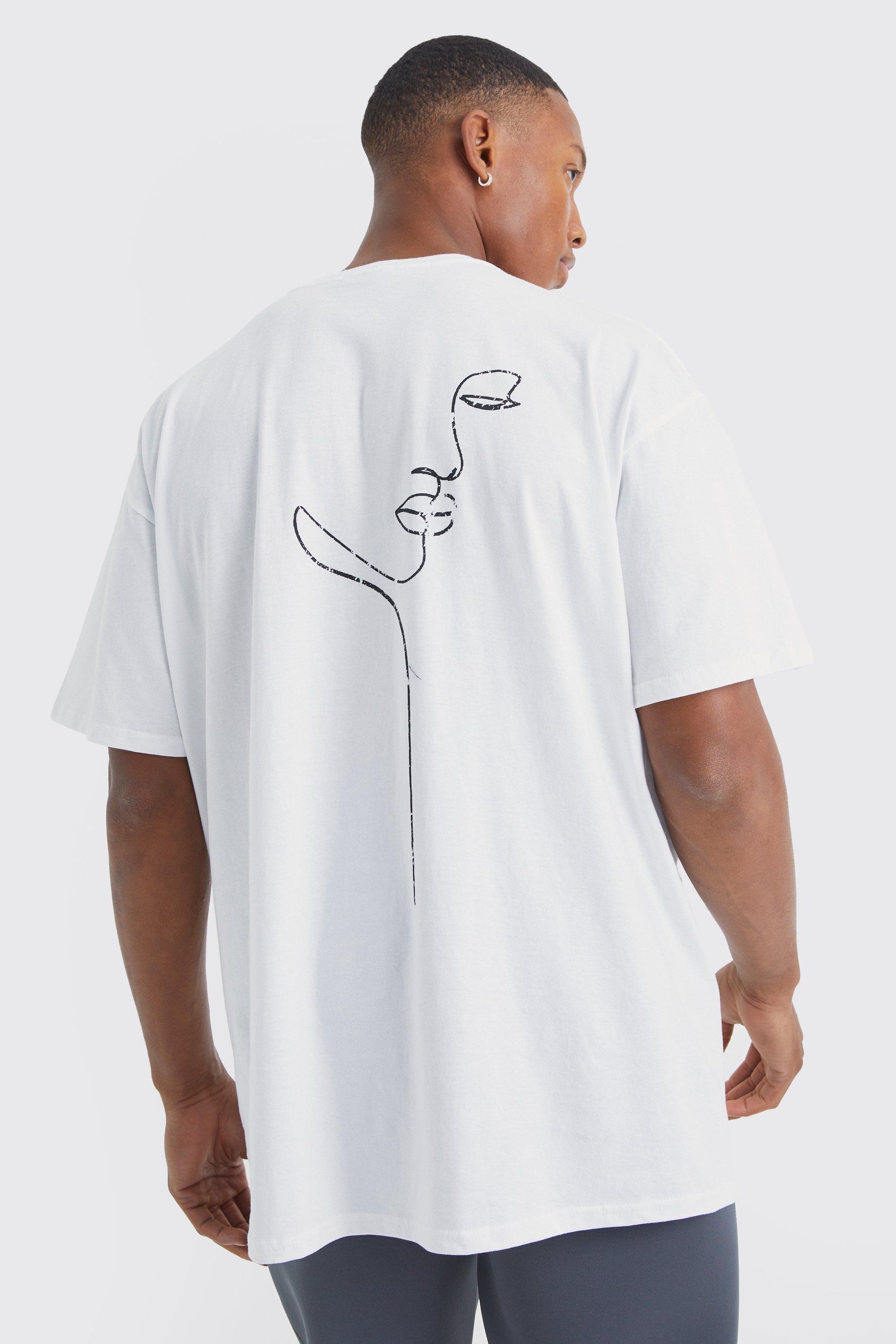 Mens White Oversized Stencil Print T-shirt, White
