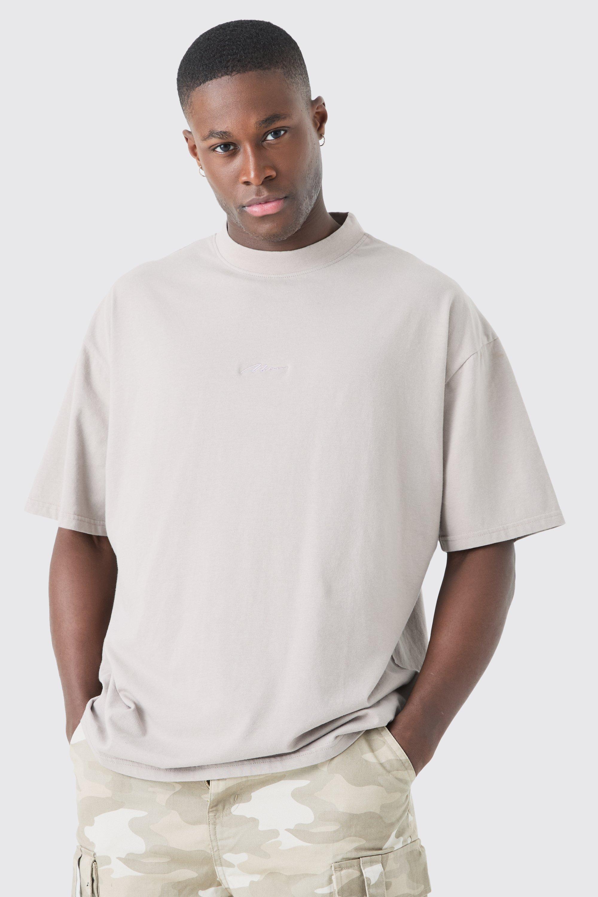 Image of T-shirt Man oversize slavata, Beige