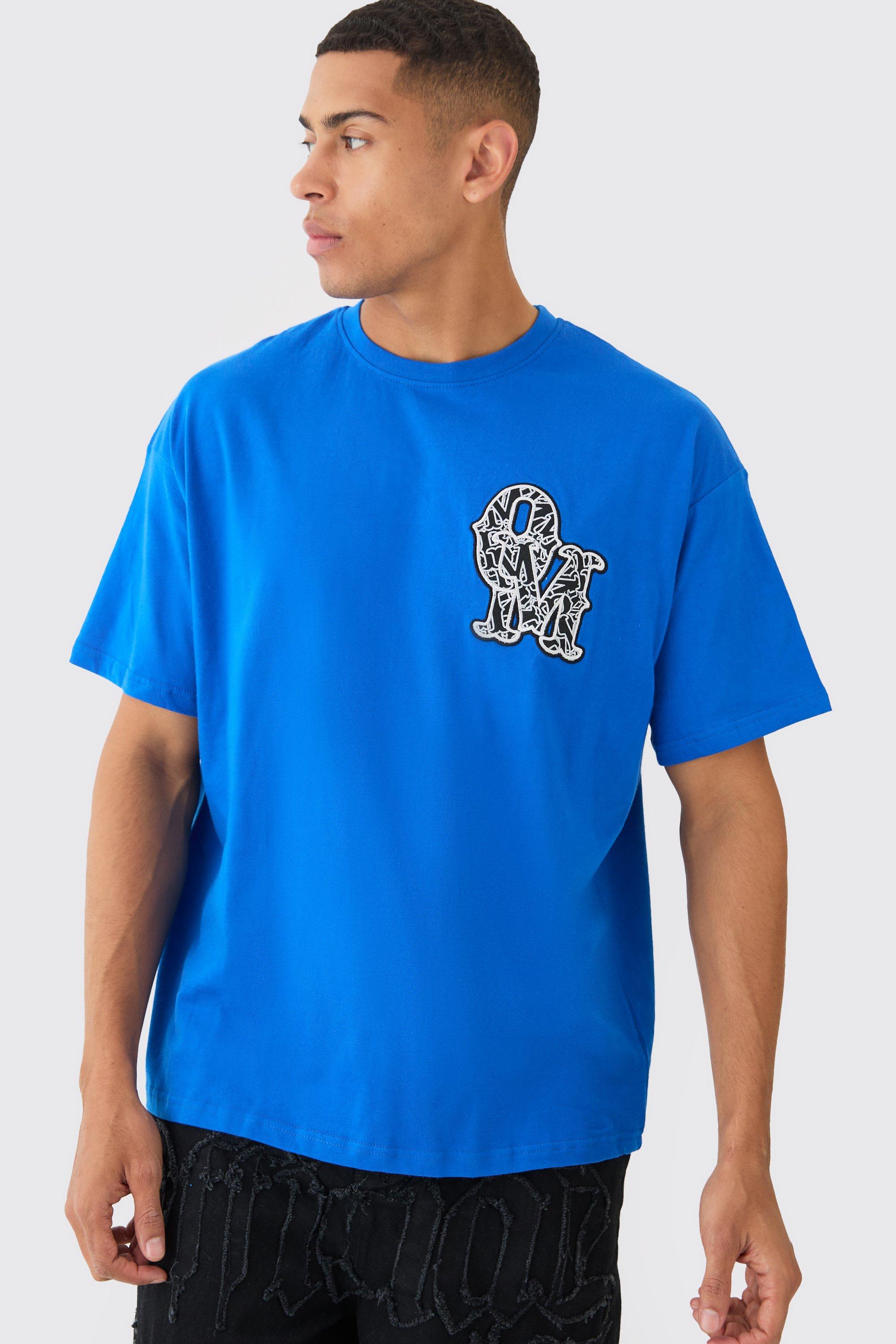 Image of Oversized Applique T-shirt, Azzurro