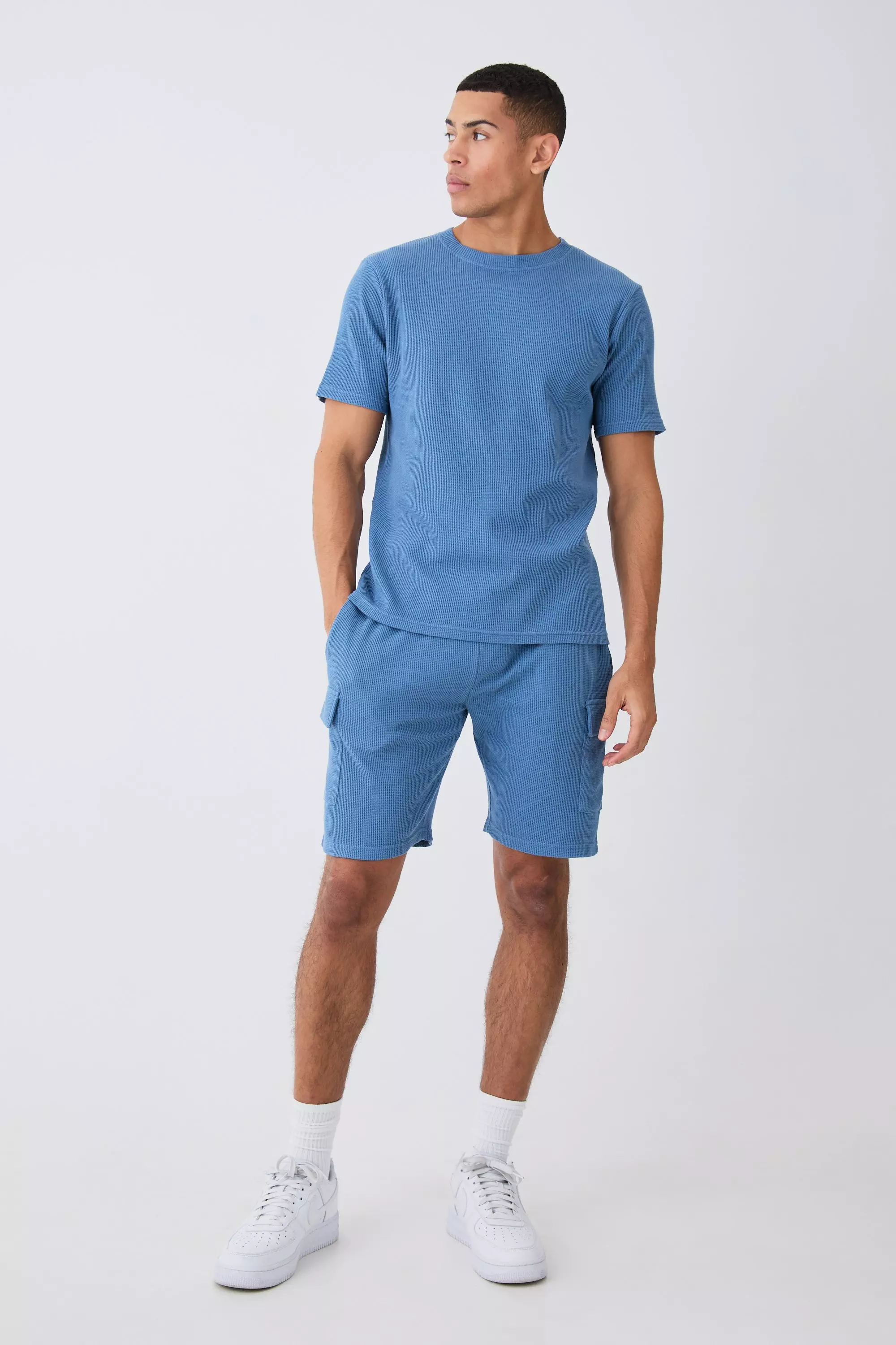 Waffle Shorts Set - Slate