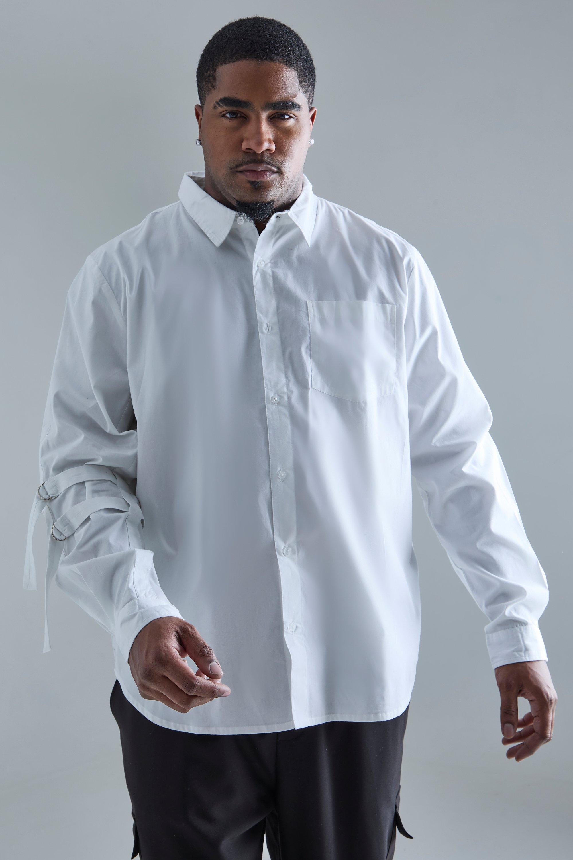 Image of Camicia Plus Size a maniche lunghe con spalline sottili, Bianco