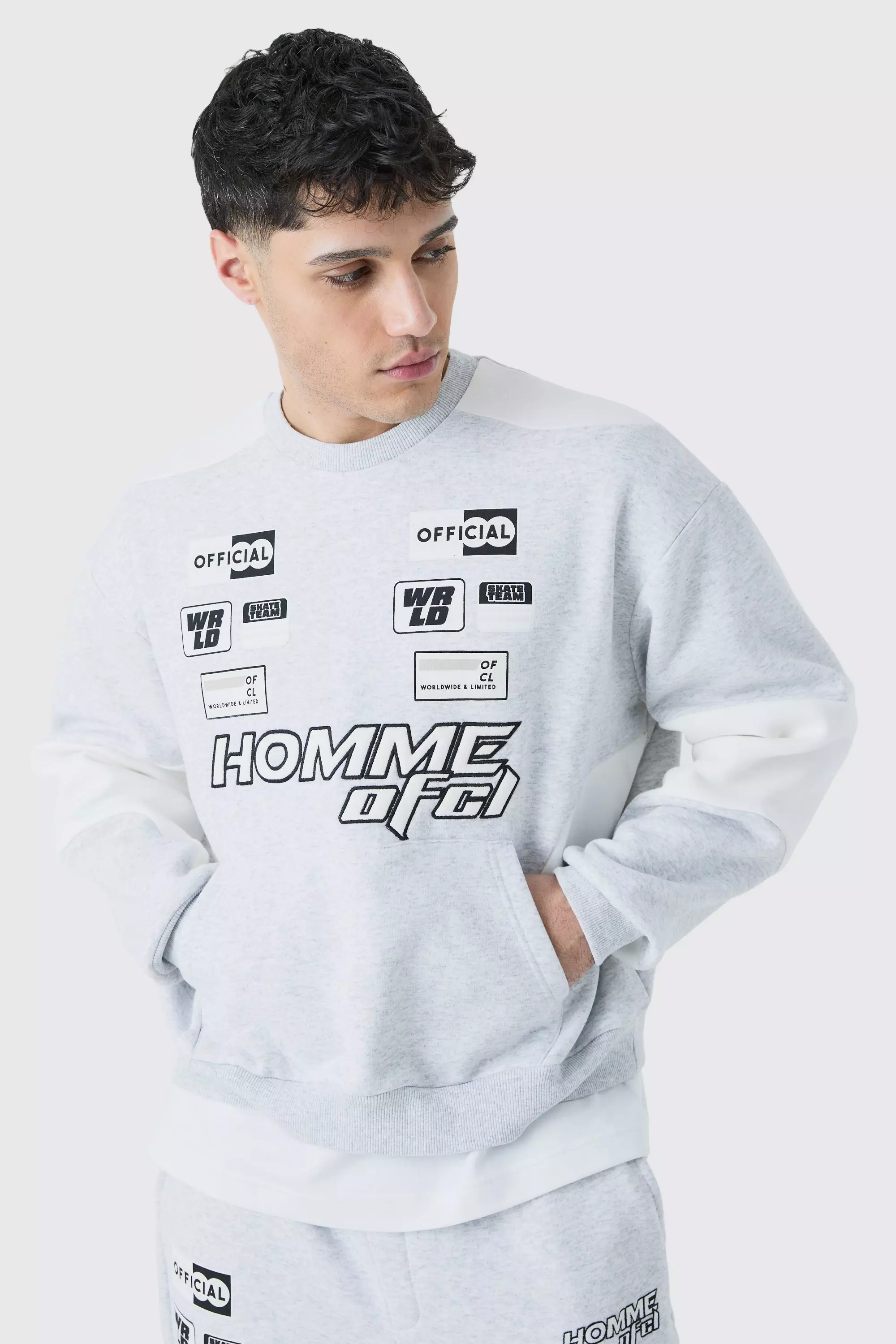 Oversized Boxy Applique Moto Sweatshirt