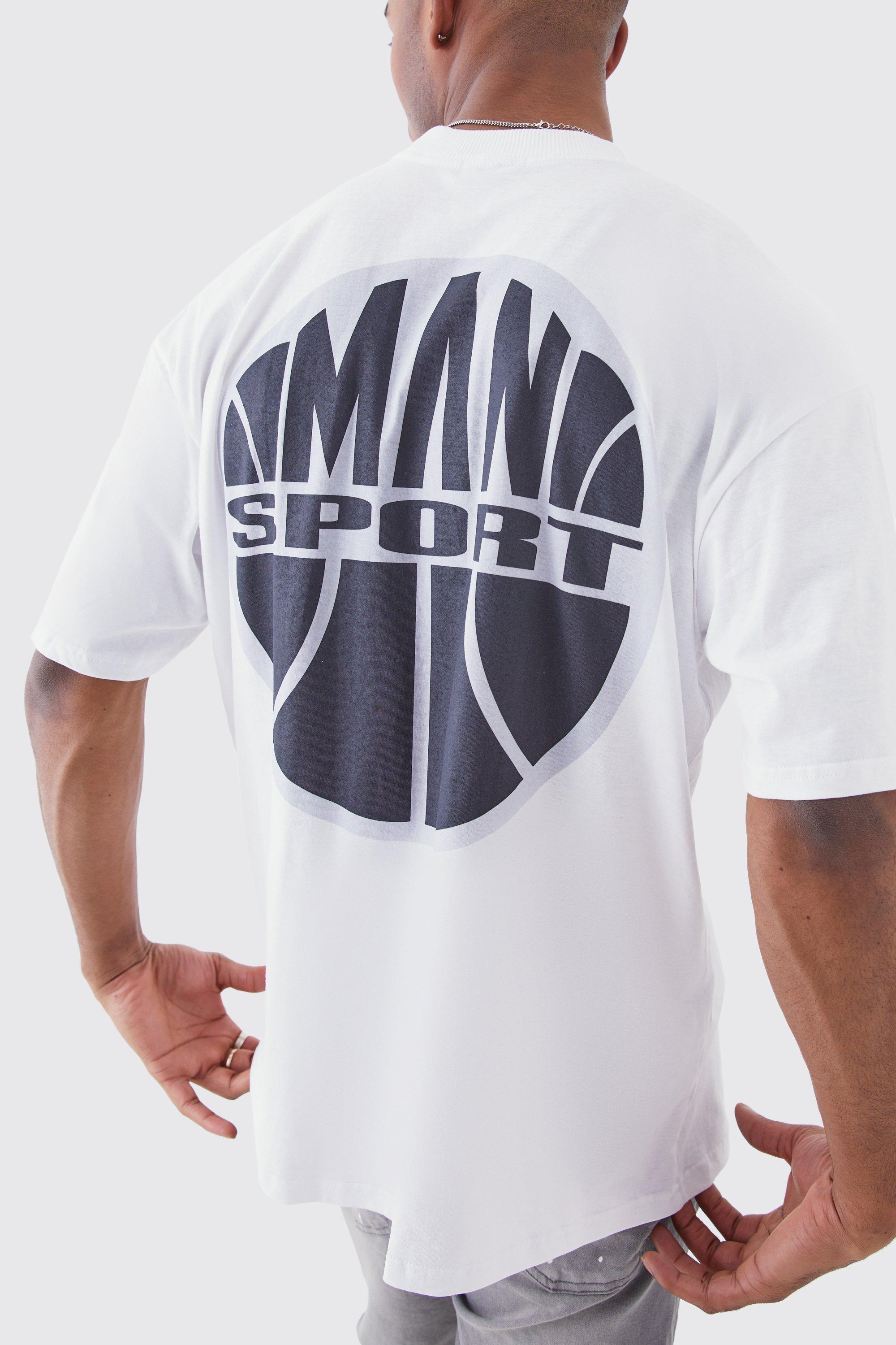 Mens White Tall Man Sport Back Print T-shirt, White