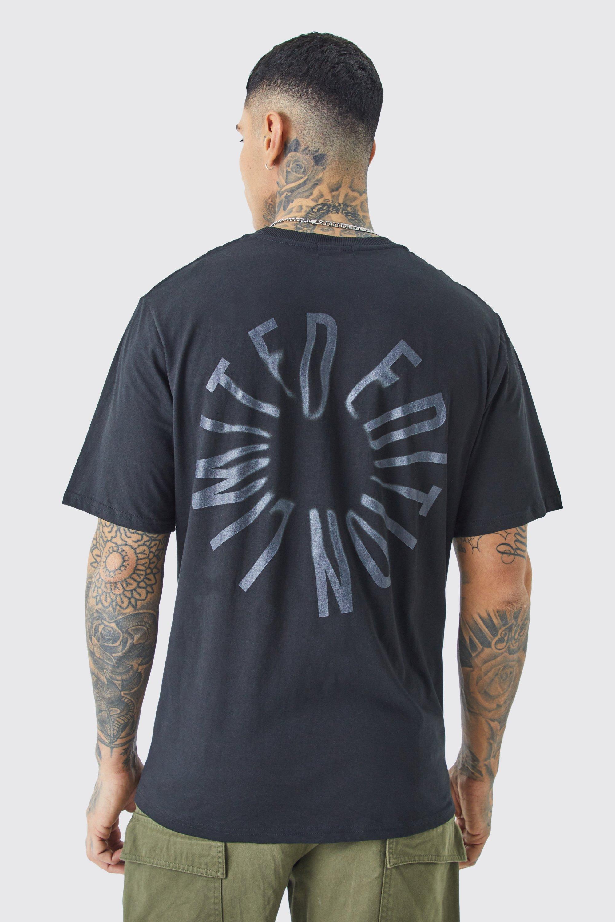 Mens Black Tall Oversized Limited Edition Back Print T-shirt
