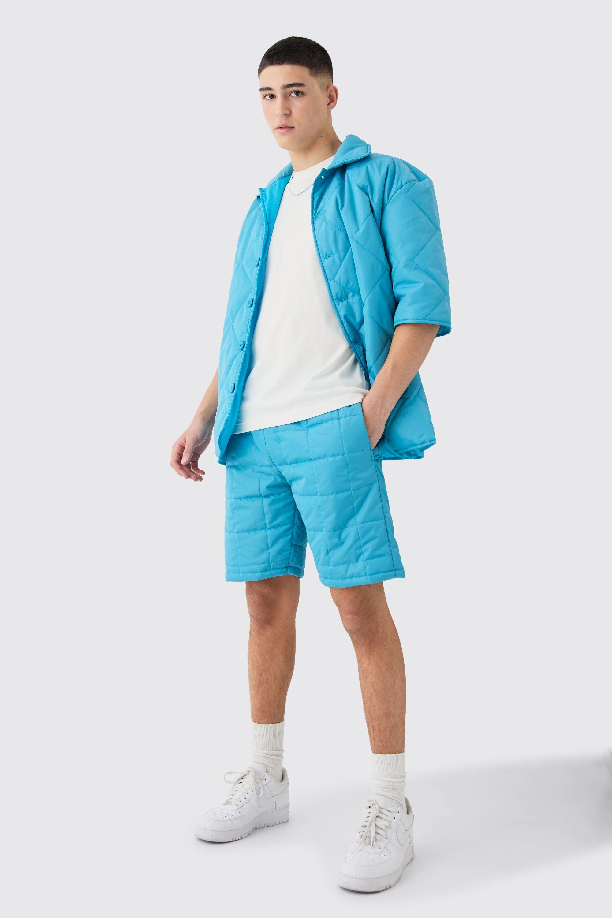Image of Set camicia trapuntata a quadri & pantaloncini, Grigio