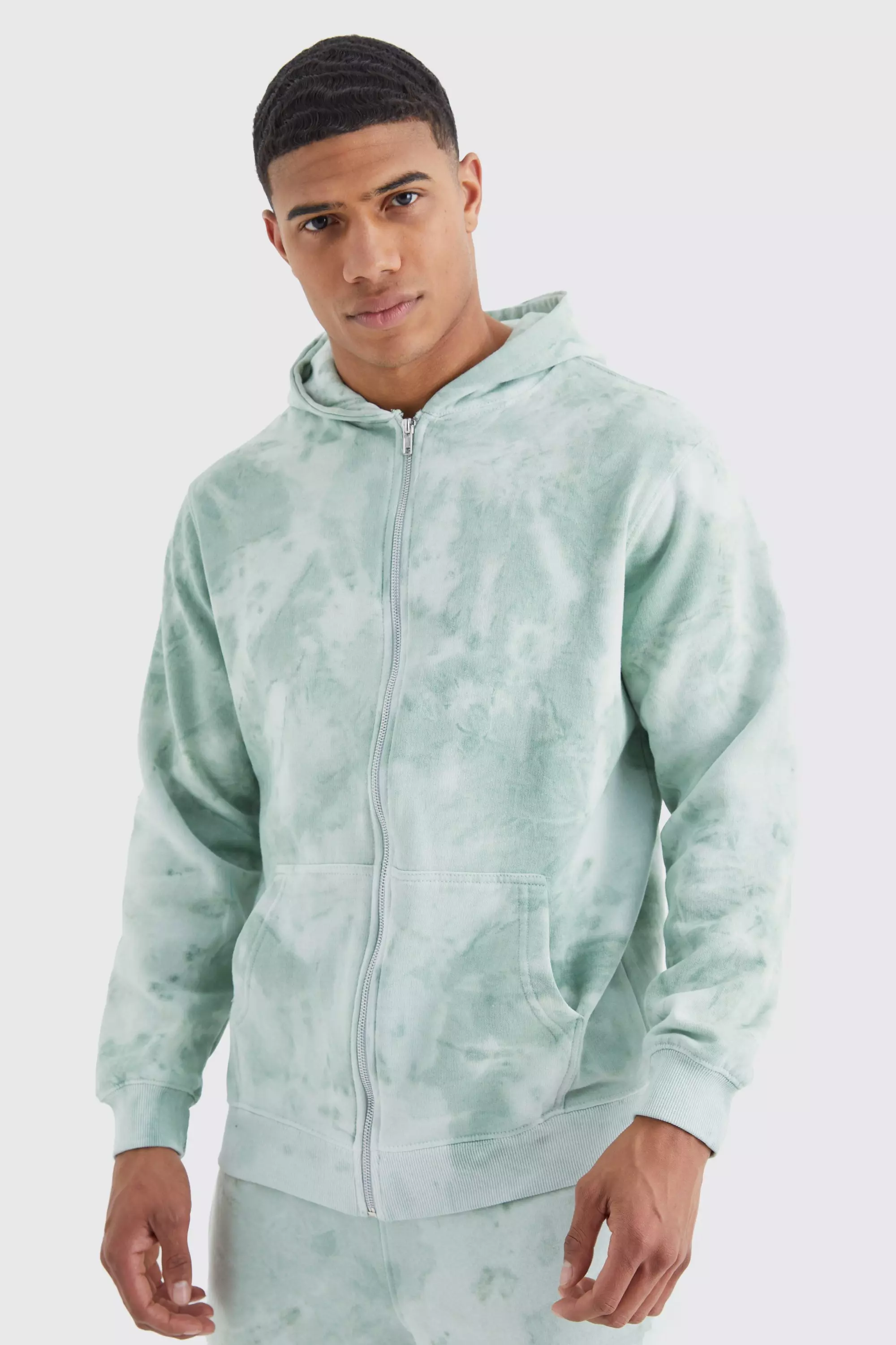 Tie dye zip store up hoodie mens