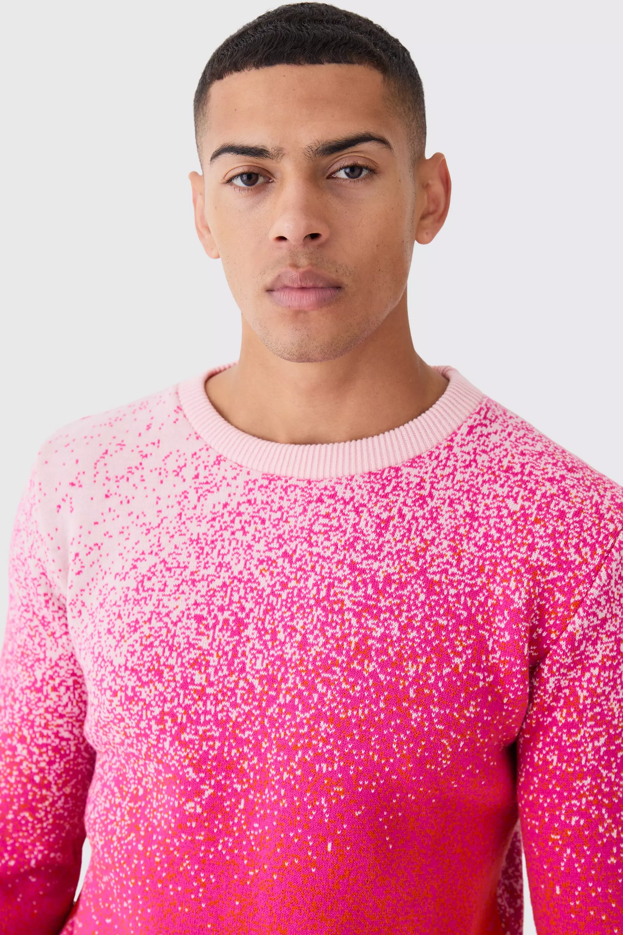 Mens pink discount crew neck jumper