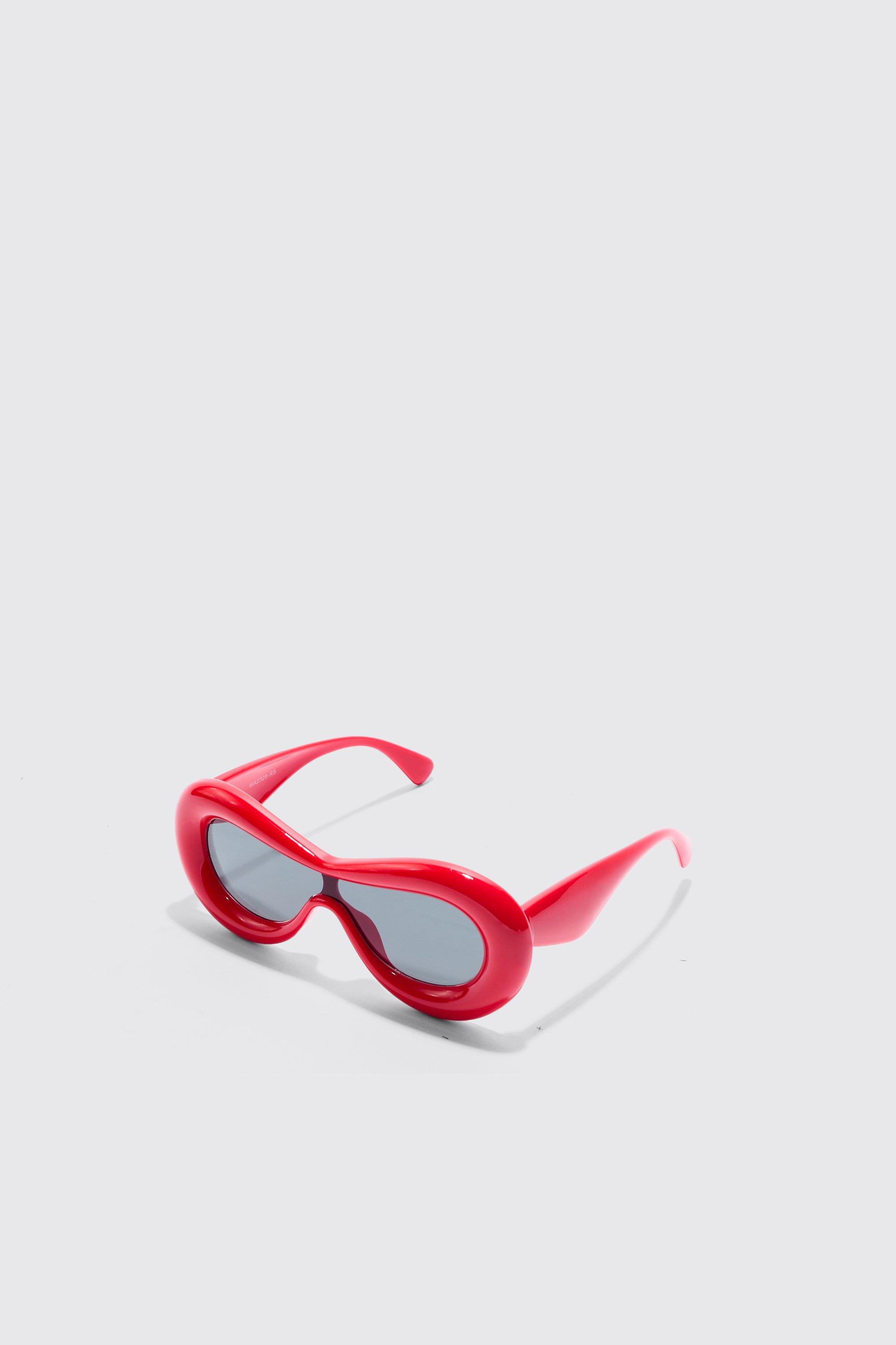 Mens Red Inflated Sunglasses, Red