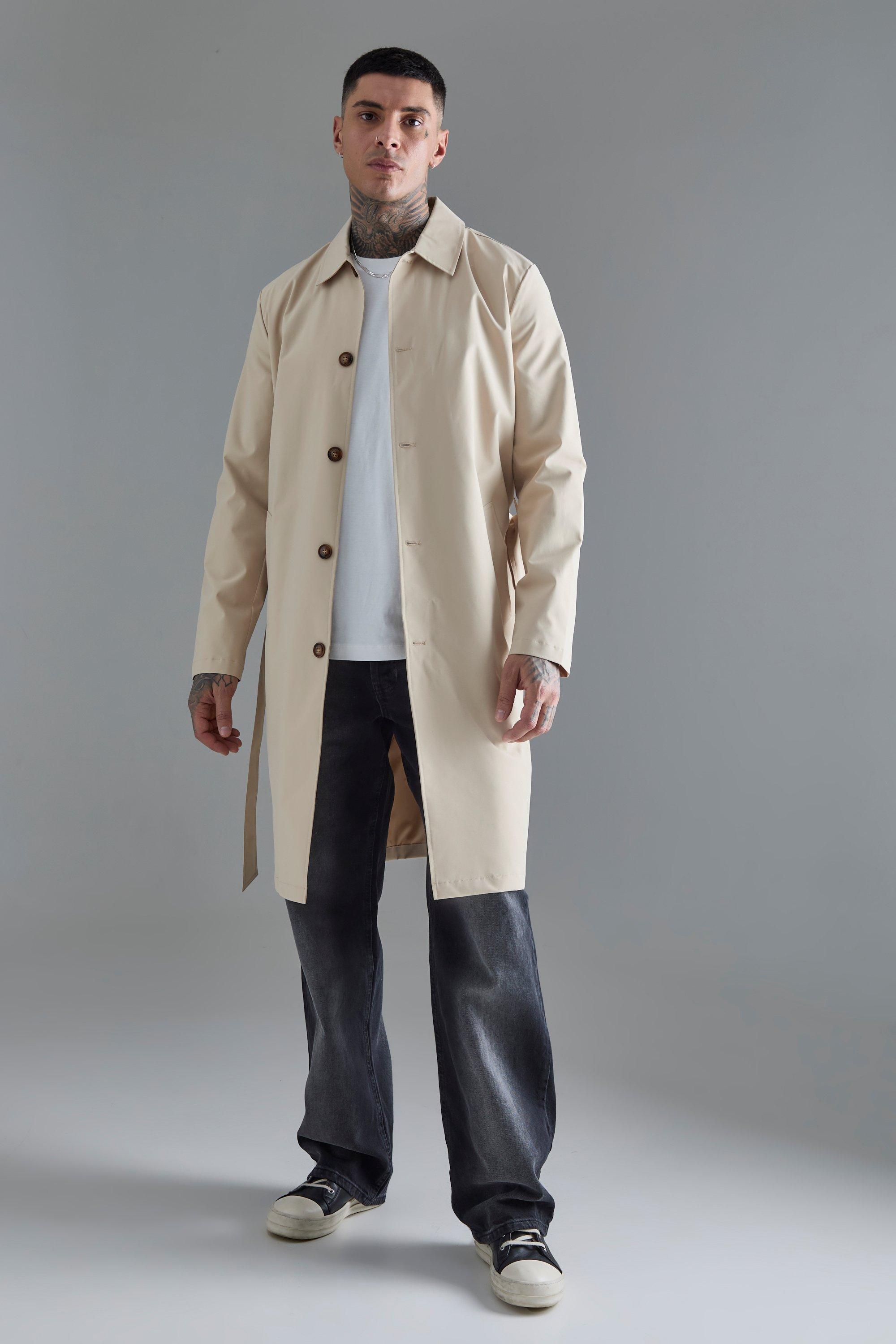 tall classic belted trench coat homme - beige - s, beige