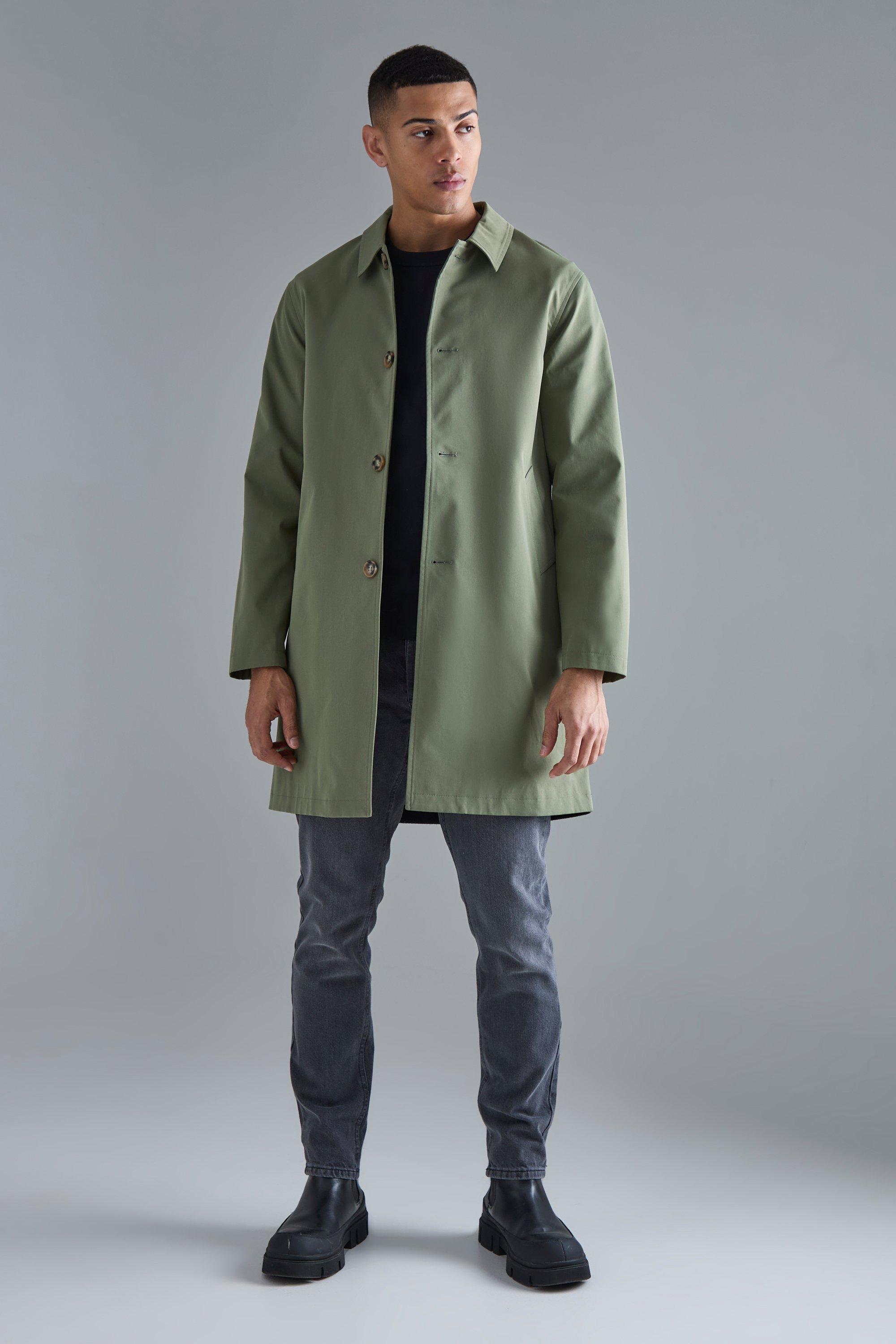 Cappotto Trench classico con pannelli a contrasto, Verde