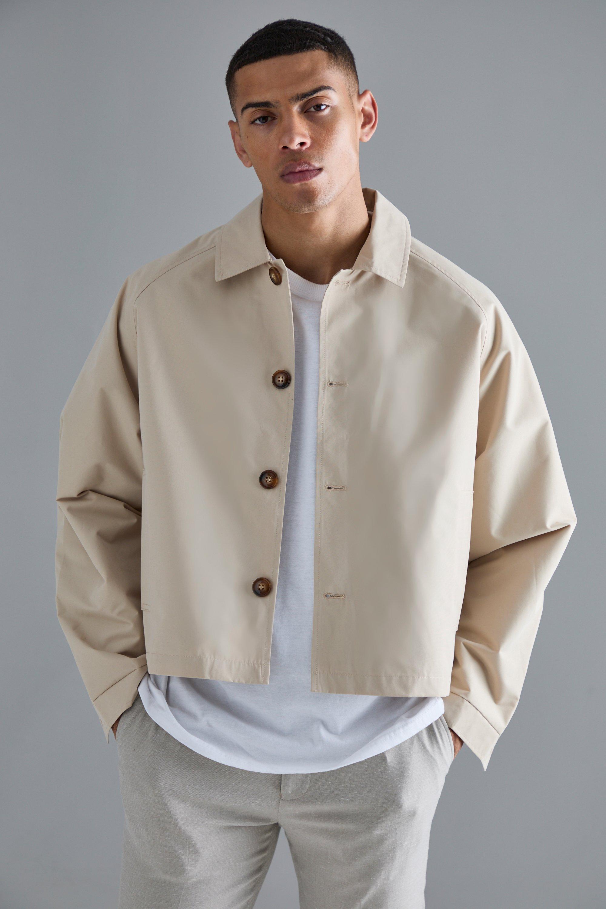 Mens Beige Boxy Oversized Trench Coat, Beige