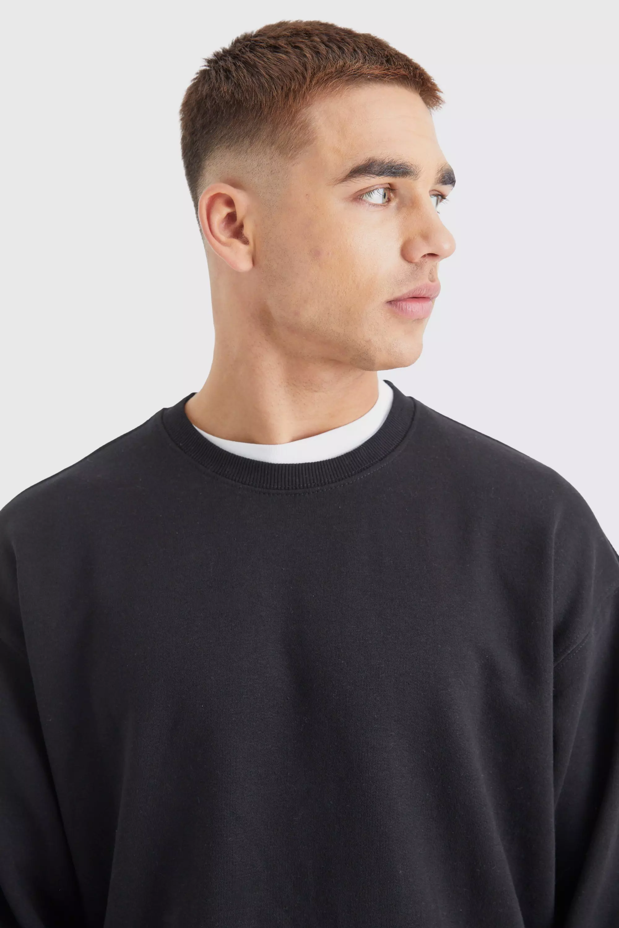 Basic Oversized Crew Neck Sweatshirt | boohooMAN