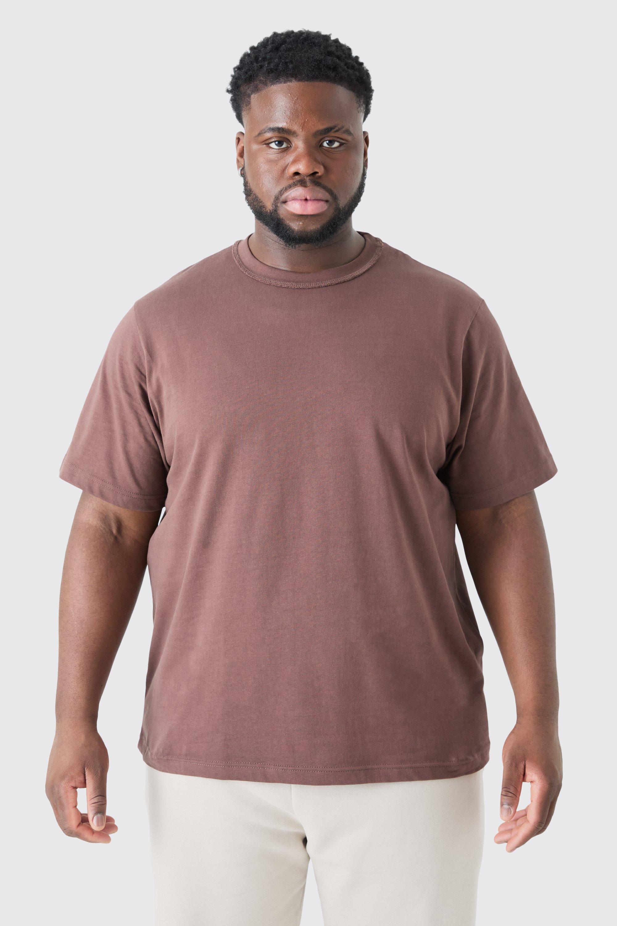 Image of T-shirt Plus Size Core pesante con collo a imbuto, Brown