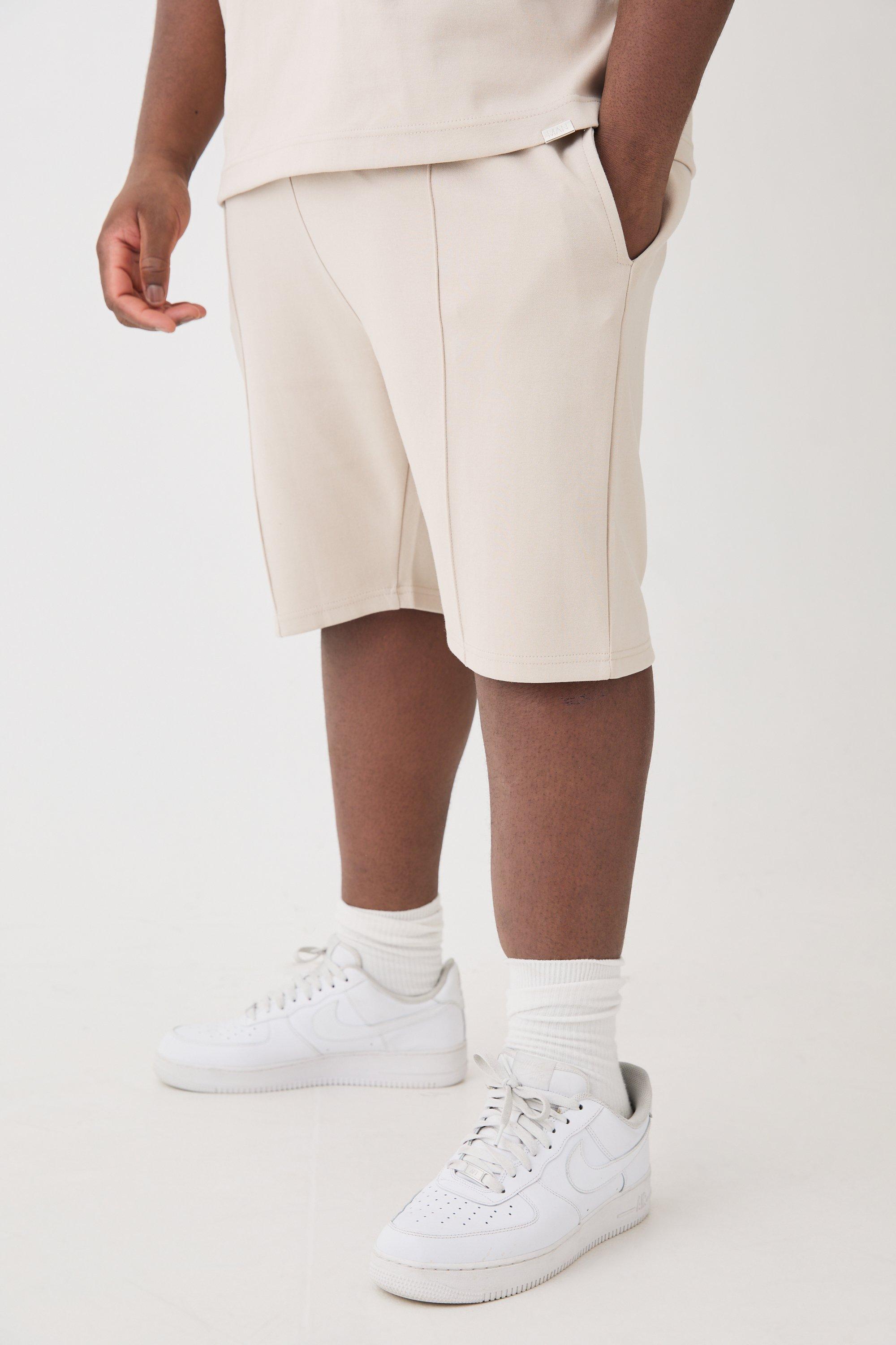 Image of Pantaloncini Plus Size Slim Fit con nervature e nervature, Beige