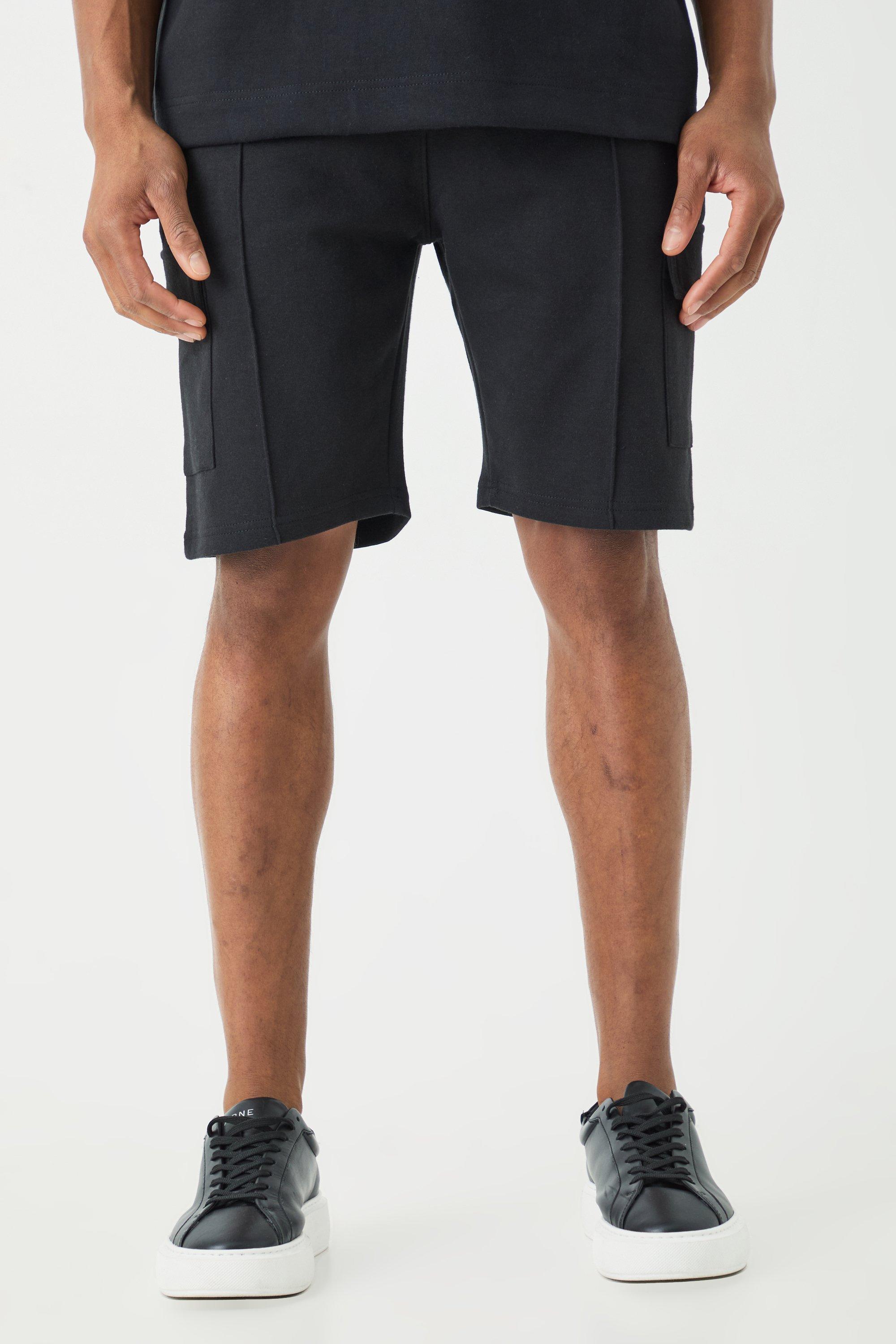 Mens Black Slim Interlock Cargo Short, Black