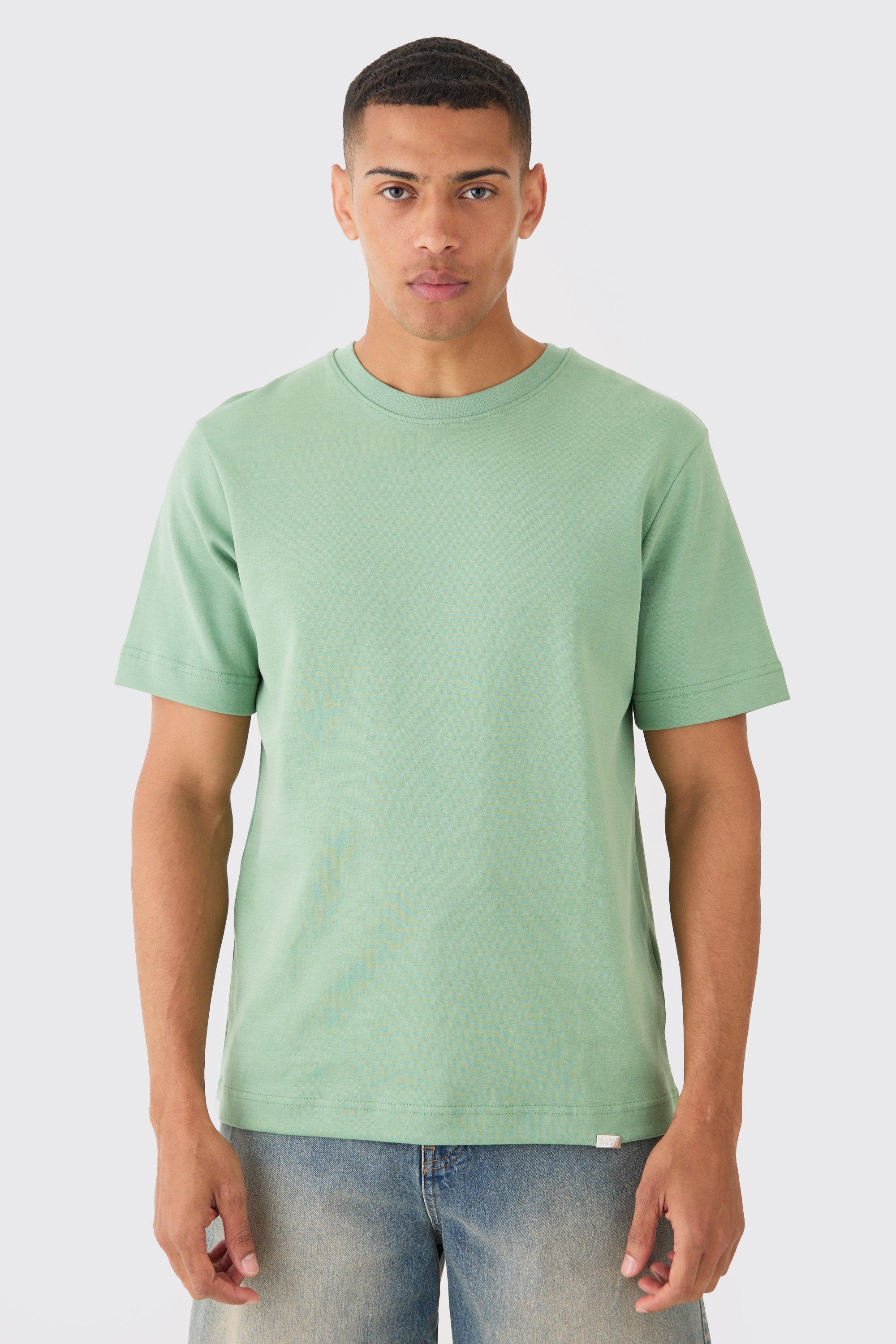 Image of T-shirt Man Core Fit pesante in maglia intrecciata, Verde