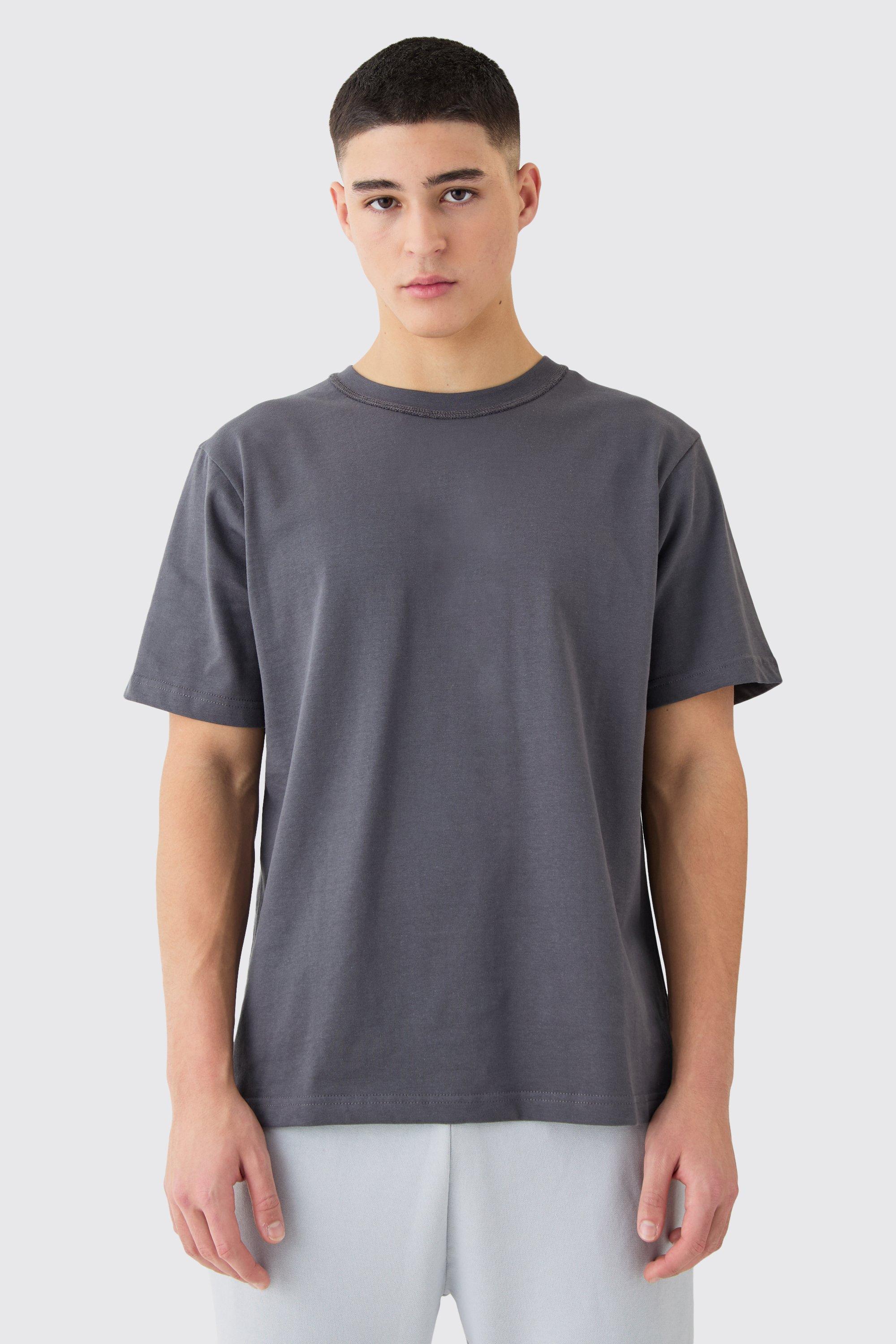 Image of T-shirt Core pesante con collo a imbuto, Grigio