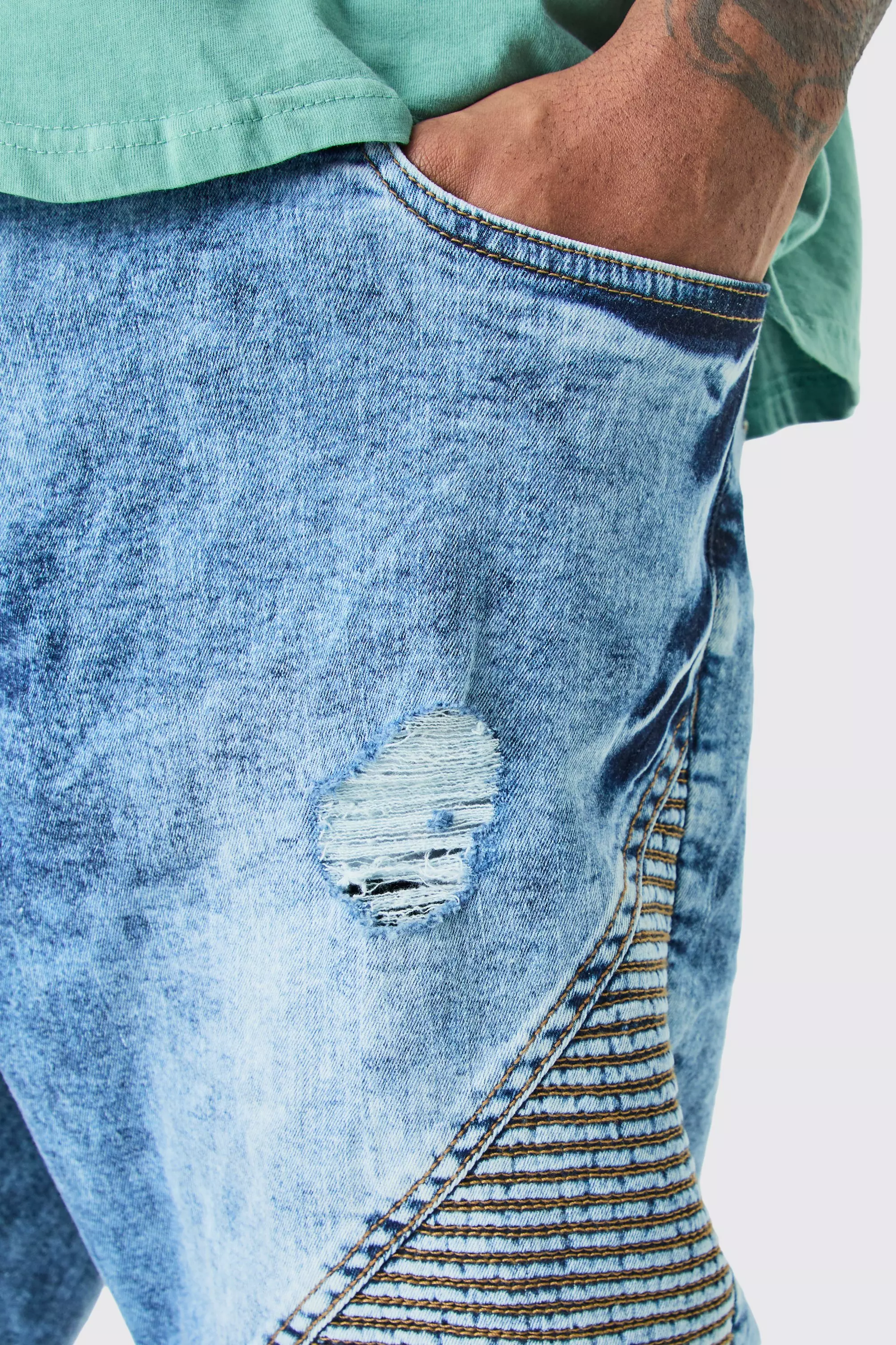 Plus Bleached Stretch Skinny Biker Jean