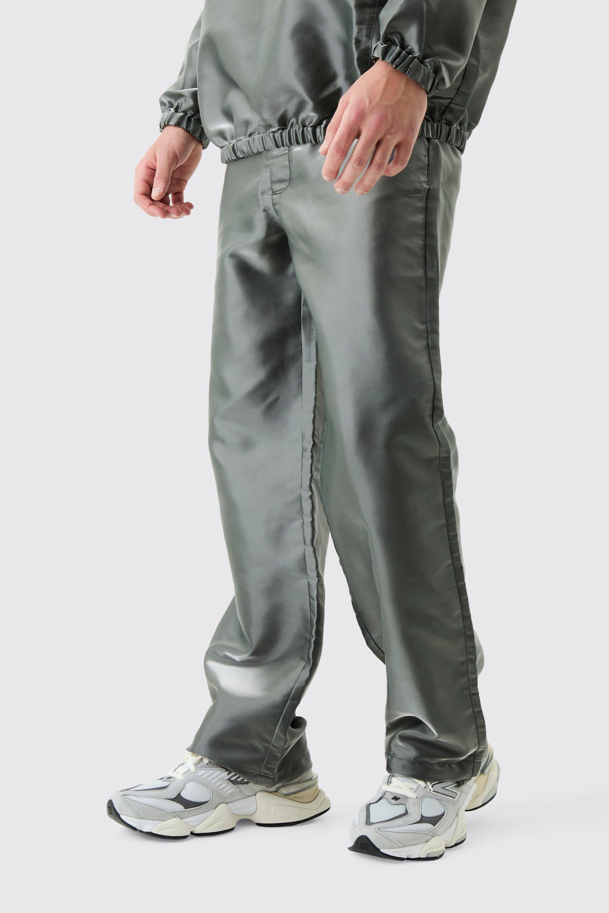 Image of Pantaloni Cargo in nylon metallizzato liquido, Grigio