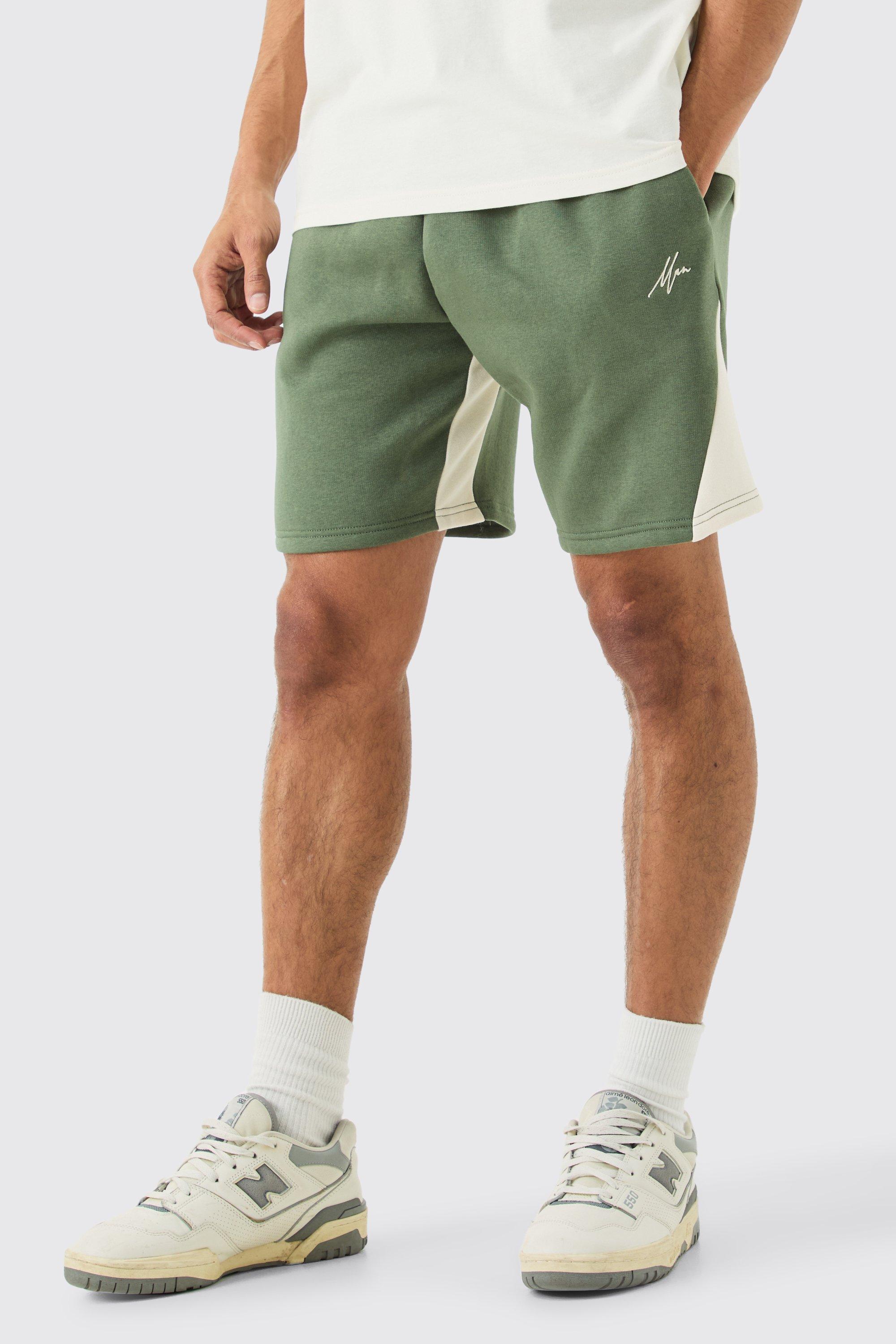 Mens Green Relaxed Man Gusset Shorts, Green
