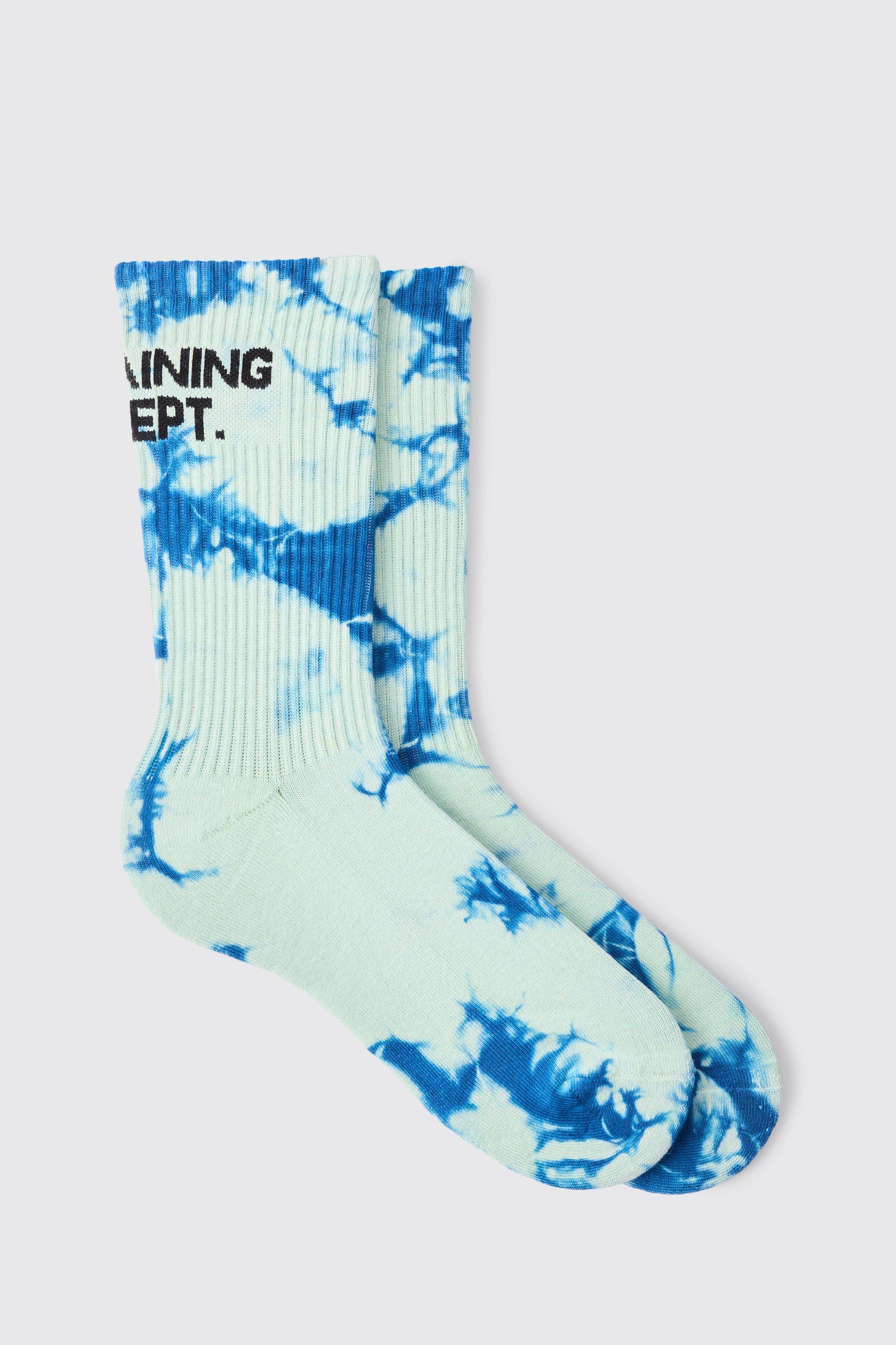 Mens Blue Active Training Dept Tie Dye Socks, Blue