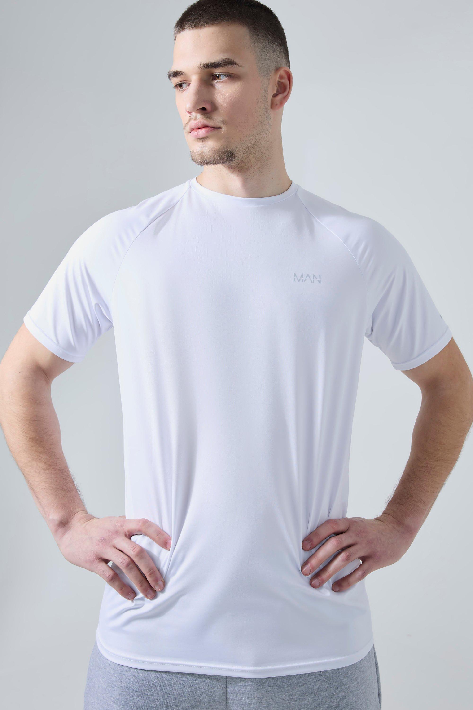Image of T-shirt Tall Man Active Gym con maniche raglan, Bianco