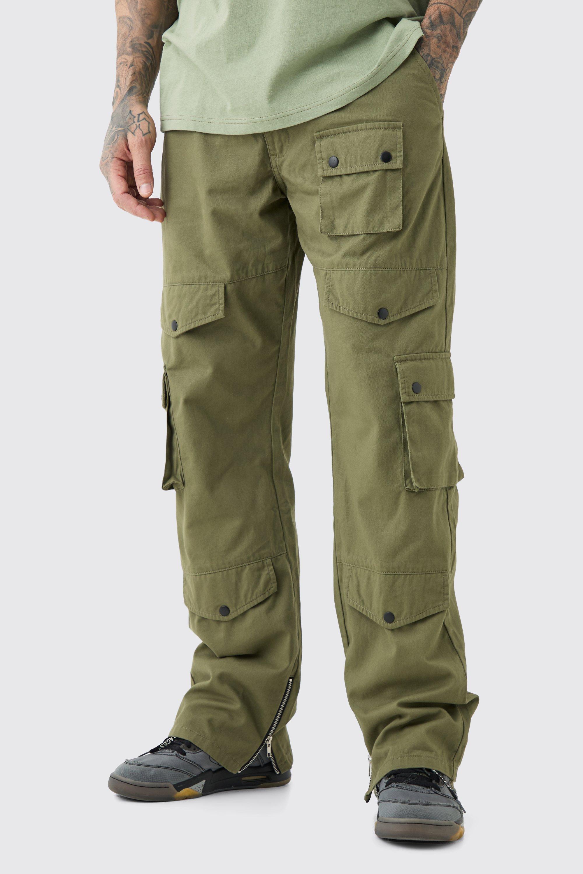 Pantaloni Cargo Tall fissi in twill rilassati, Verde