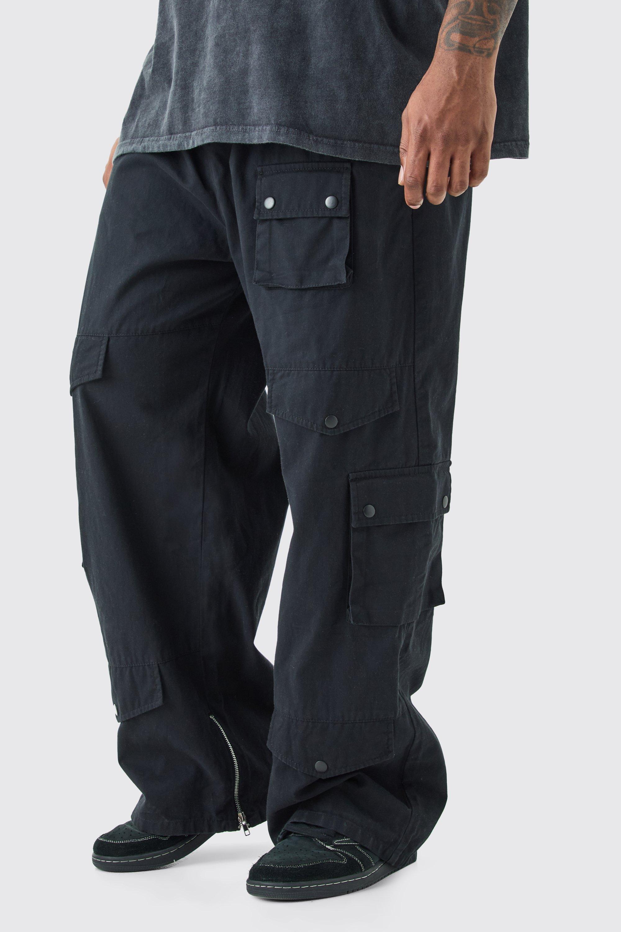 Image of Pantaloni Cargo Plus Size rilassati con vita elasticizzata, Nero
