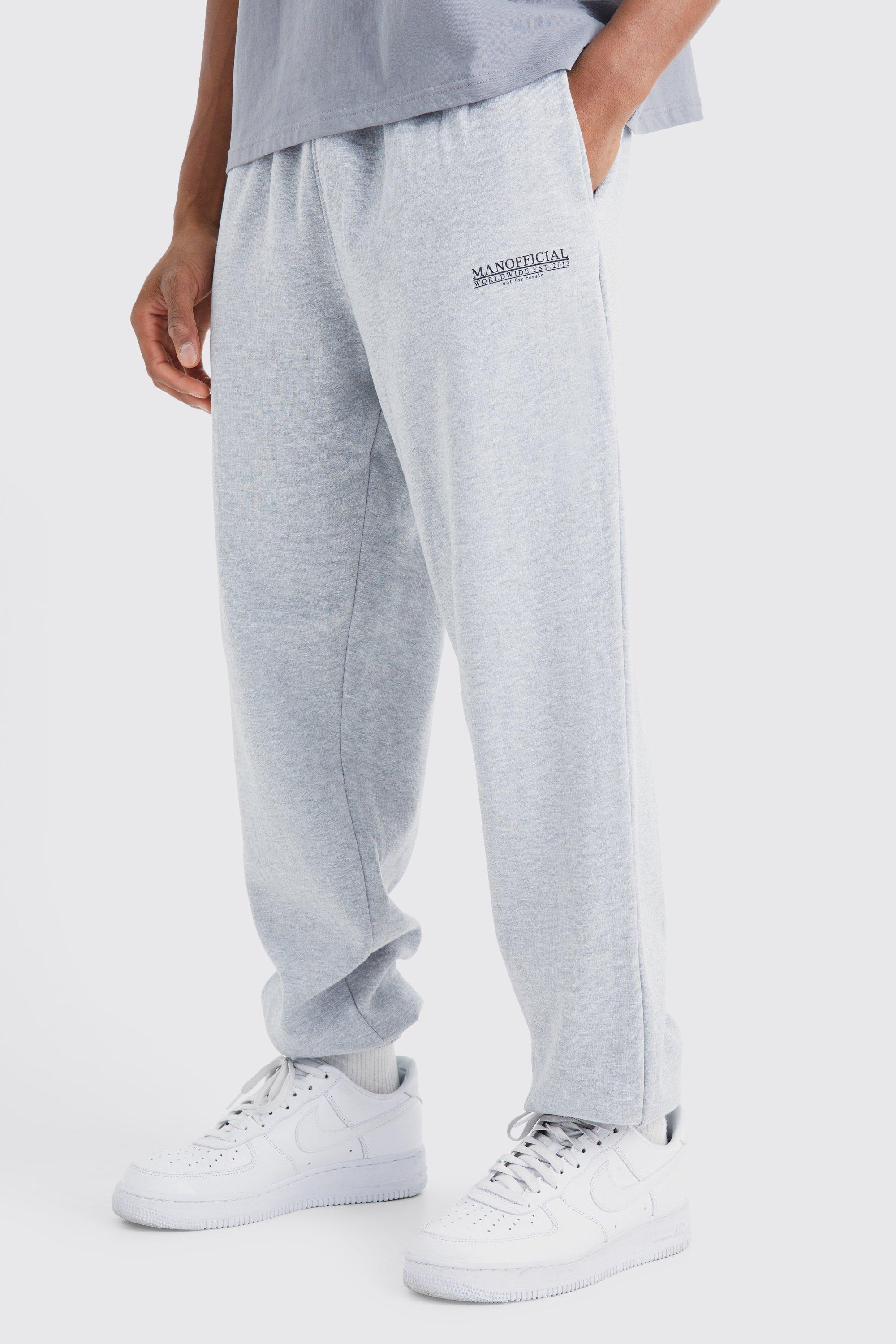 Mens Grey Man Official Worldwide Oversized Joggers, Grey