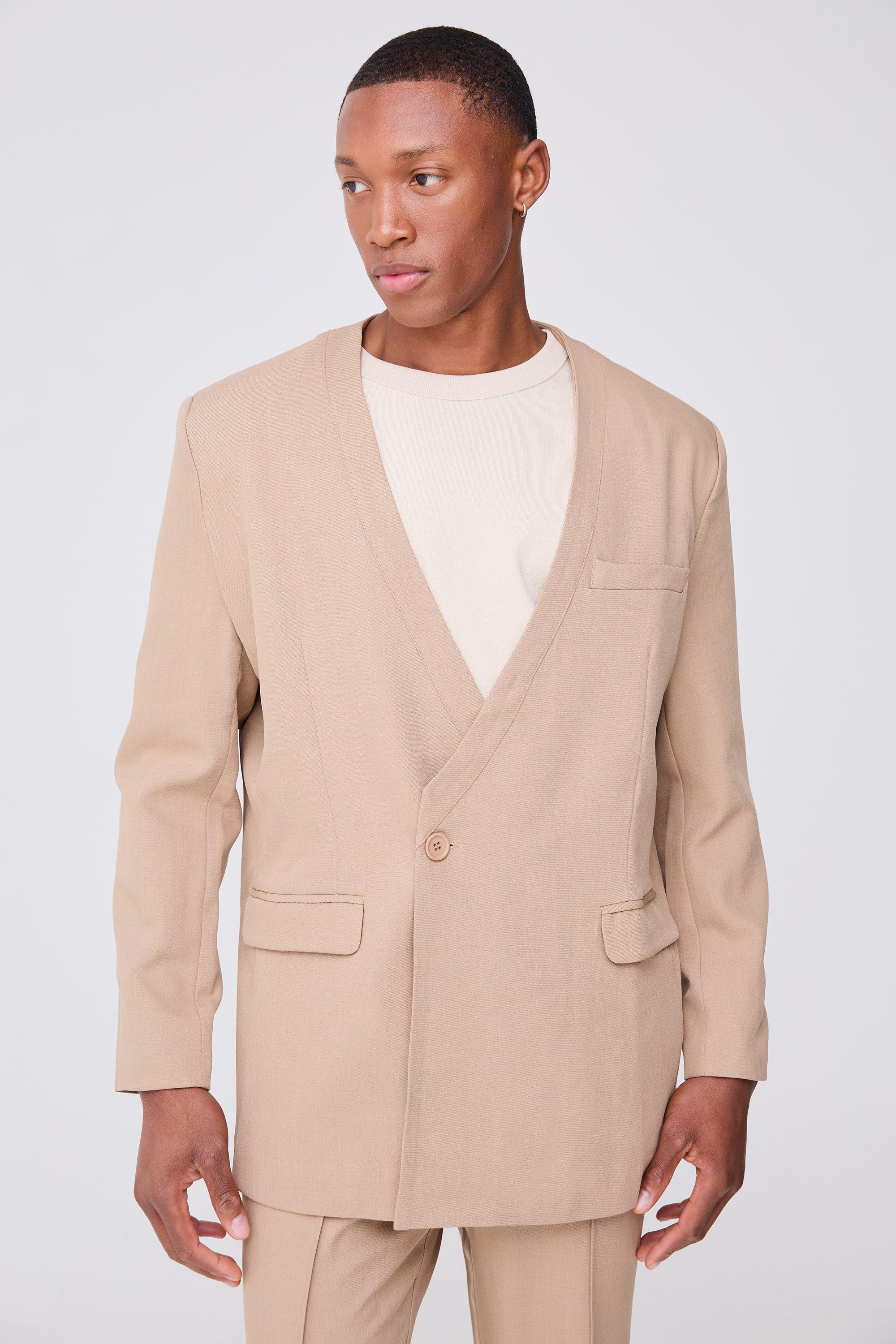 Blazer dritto a doppiopetto, Beige