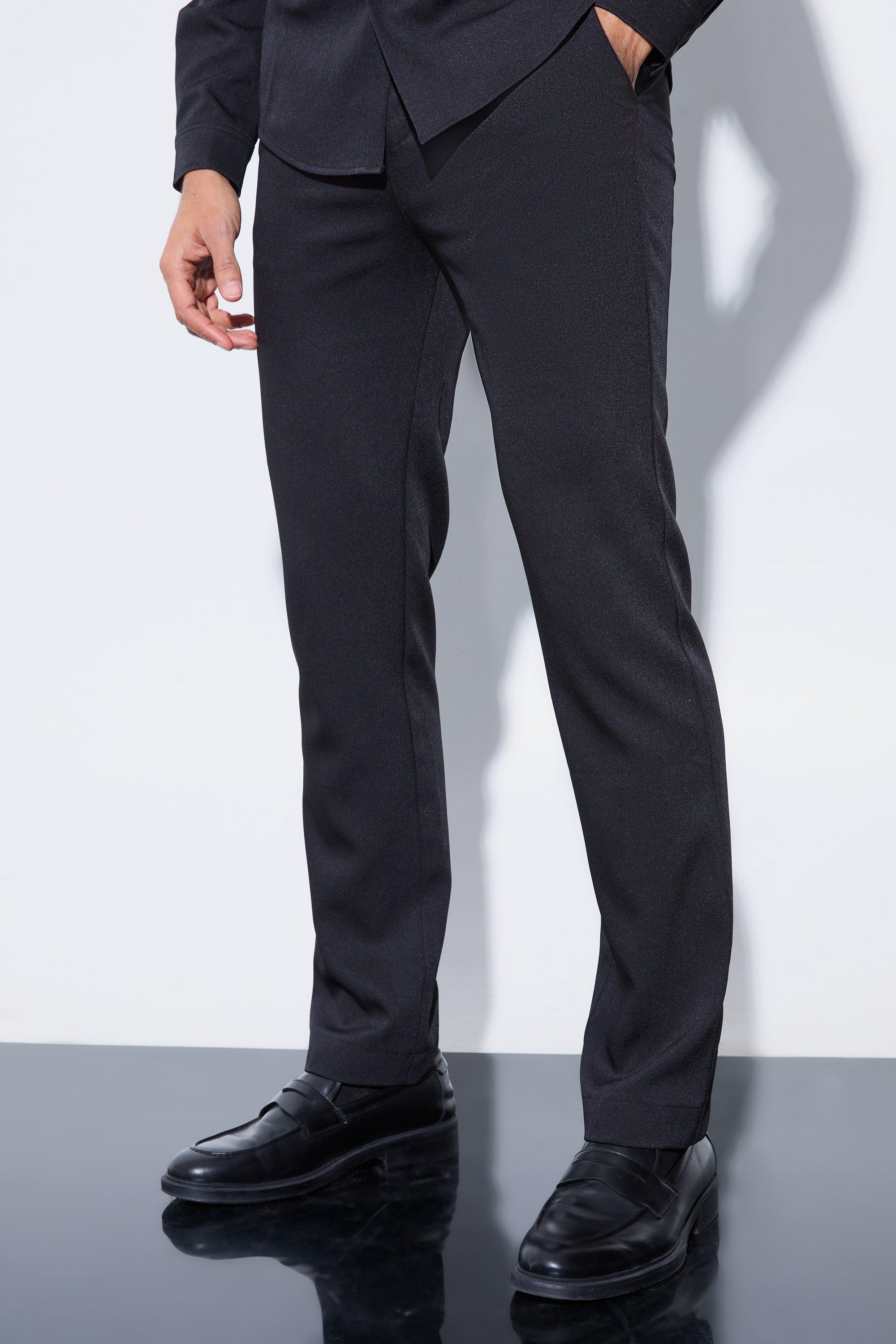 Mens Black Straight Fixed Waist Tailored Trouser, Black