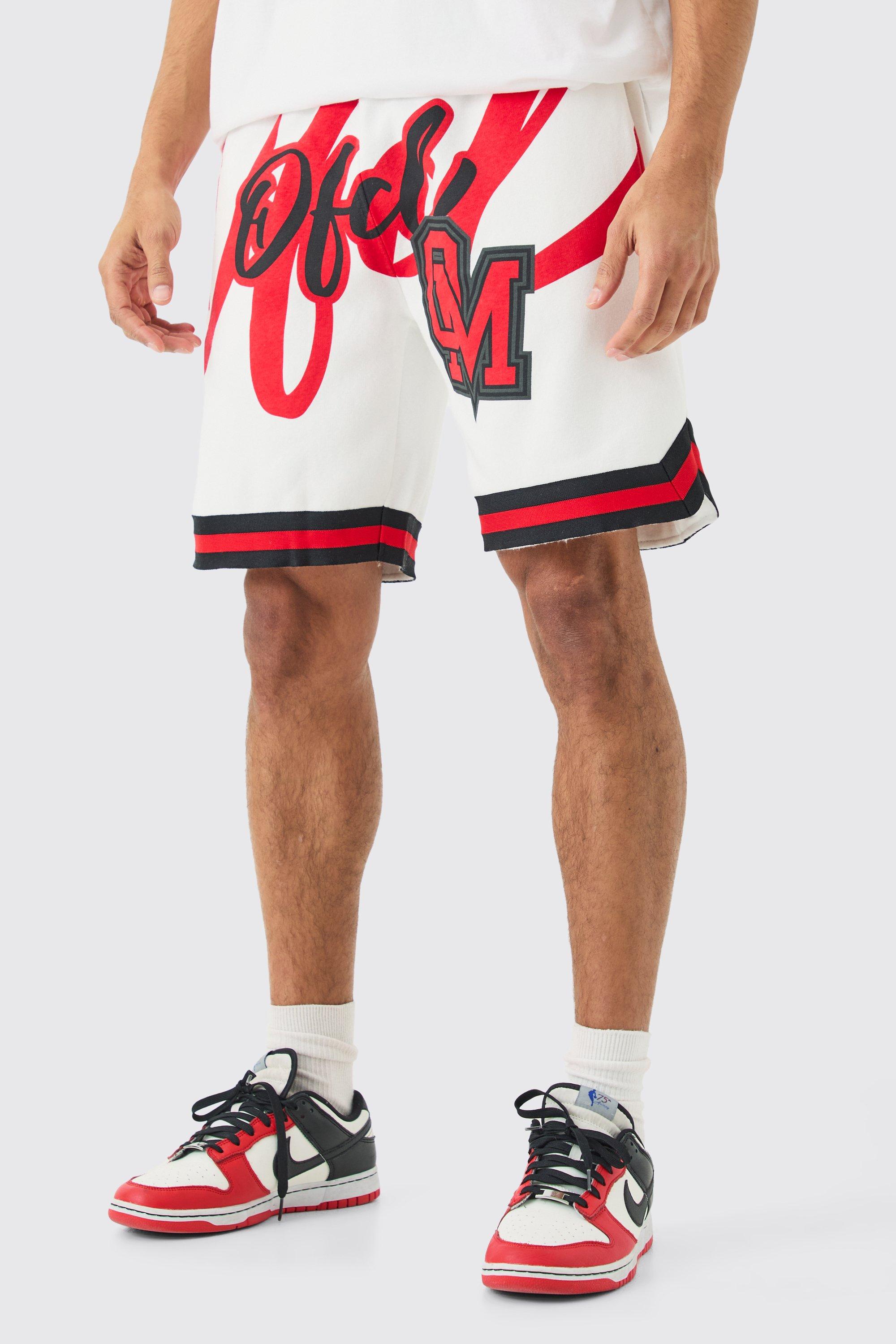 Mens White Oversized Ofcl Basketball Shorts, White