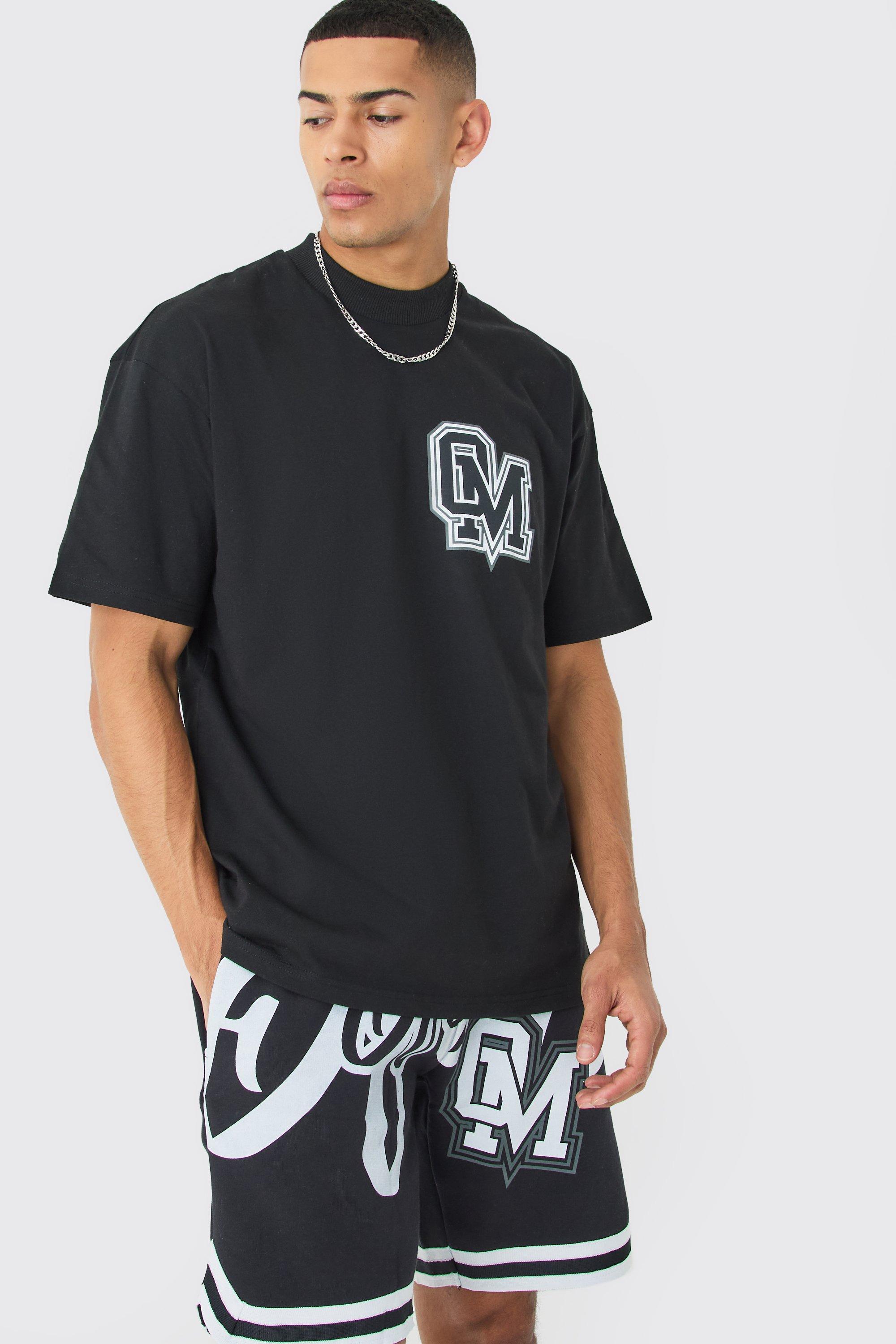 Mens Black Oversized Ofcl Basketball T-shirt And Short Set, Black