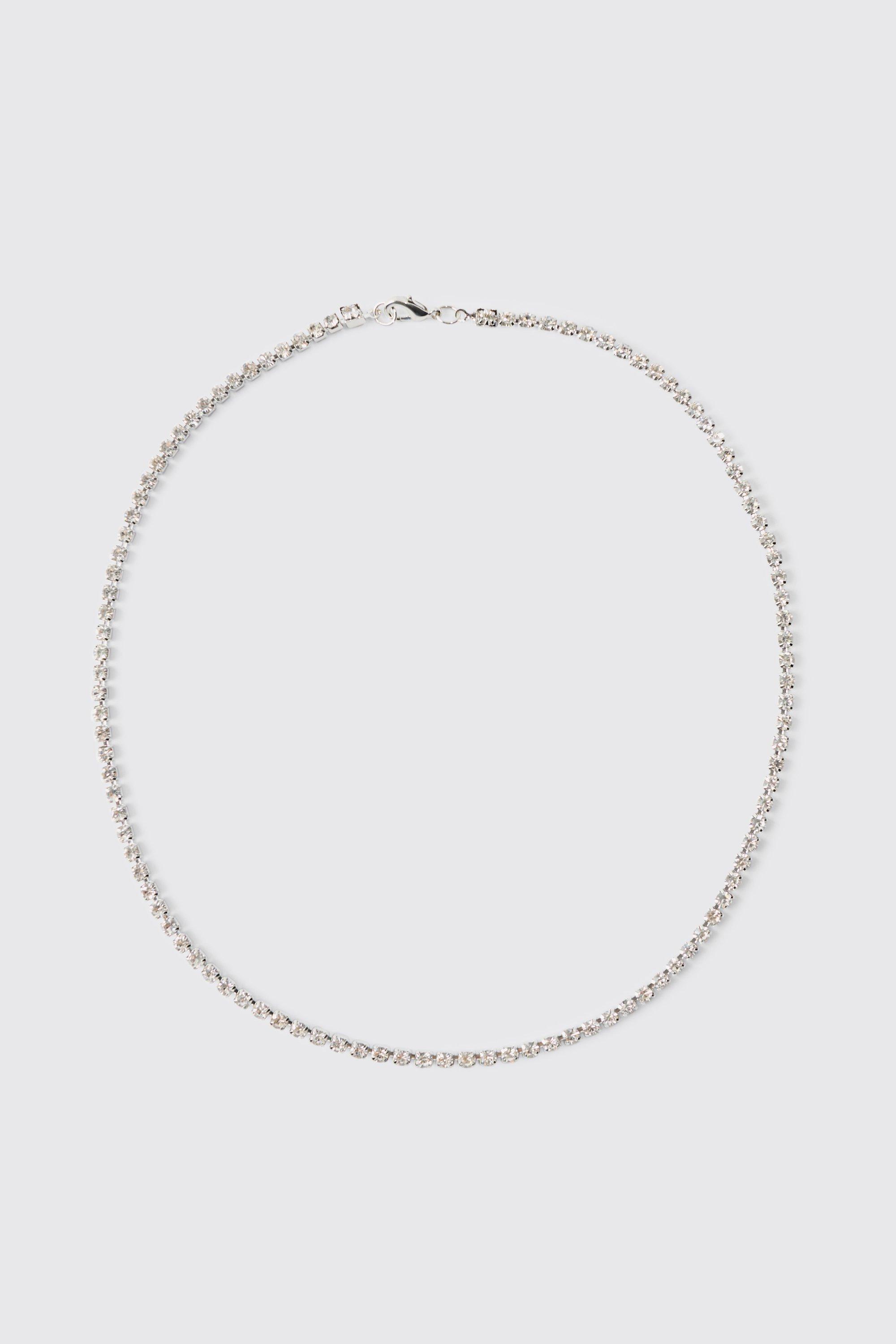 Mens Grey Iced Necklace, Grey