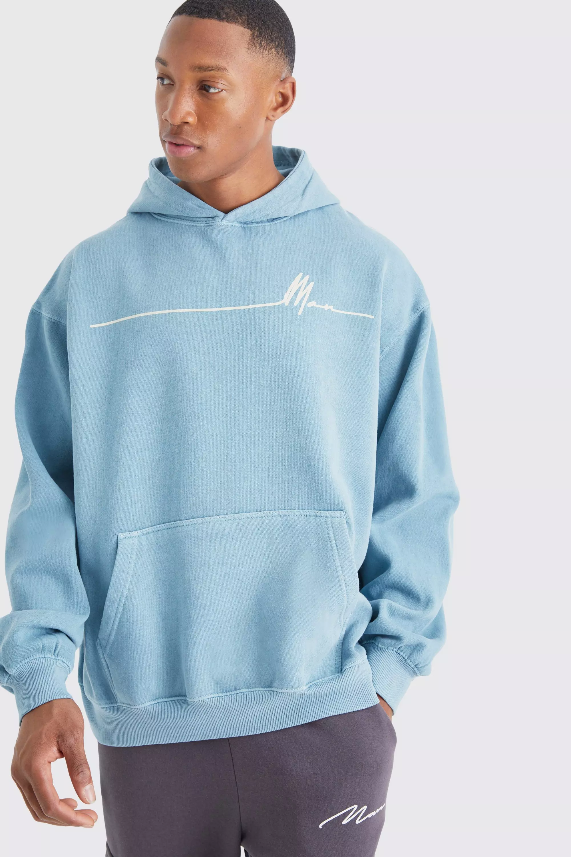 Mens Light Blue Oversized Hoodie