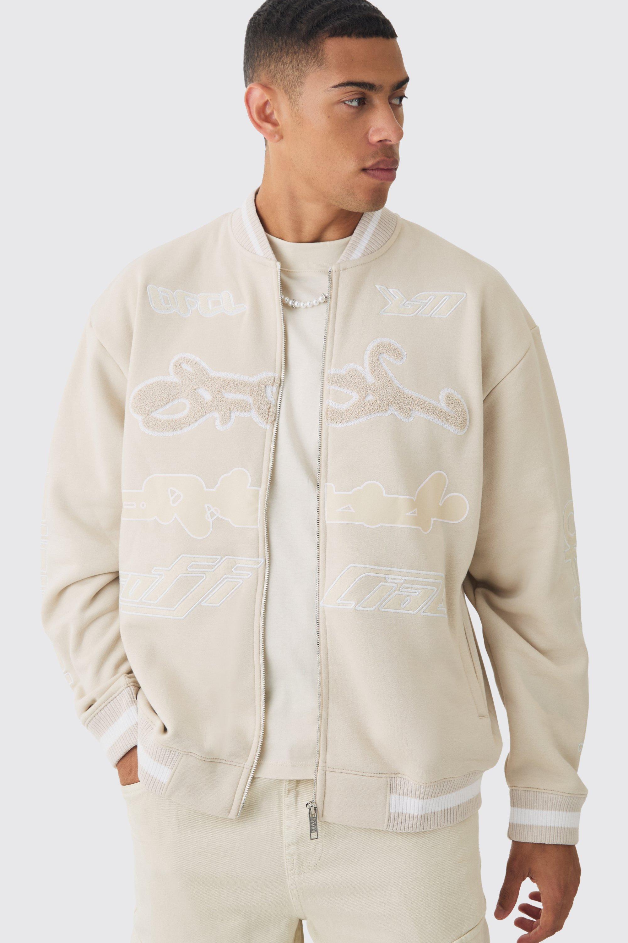 Giacca Bomber oversize Ofcl in jersey, Beige