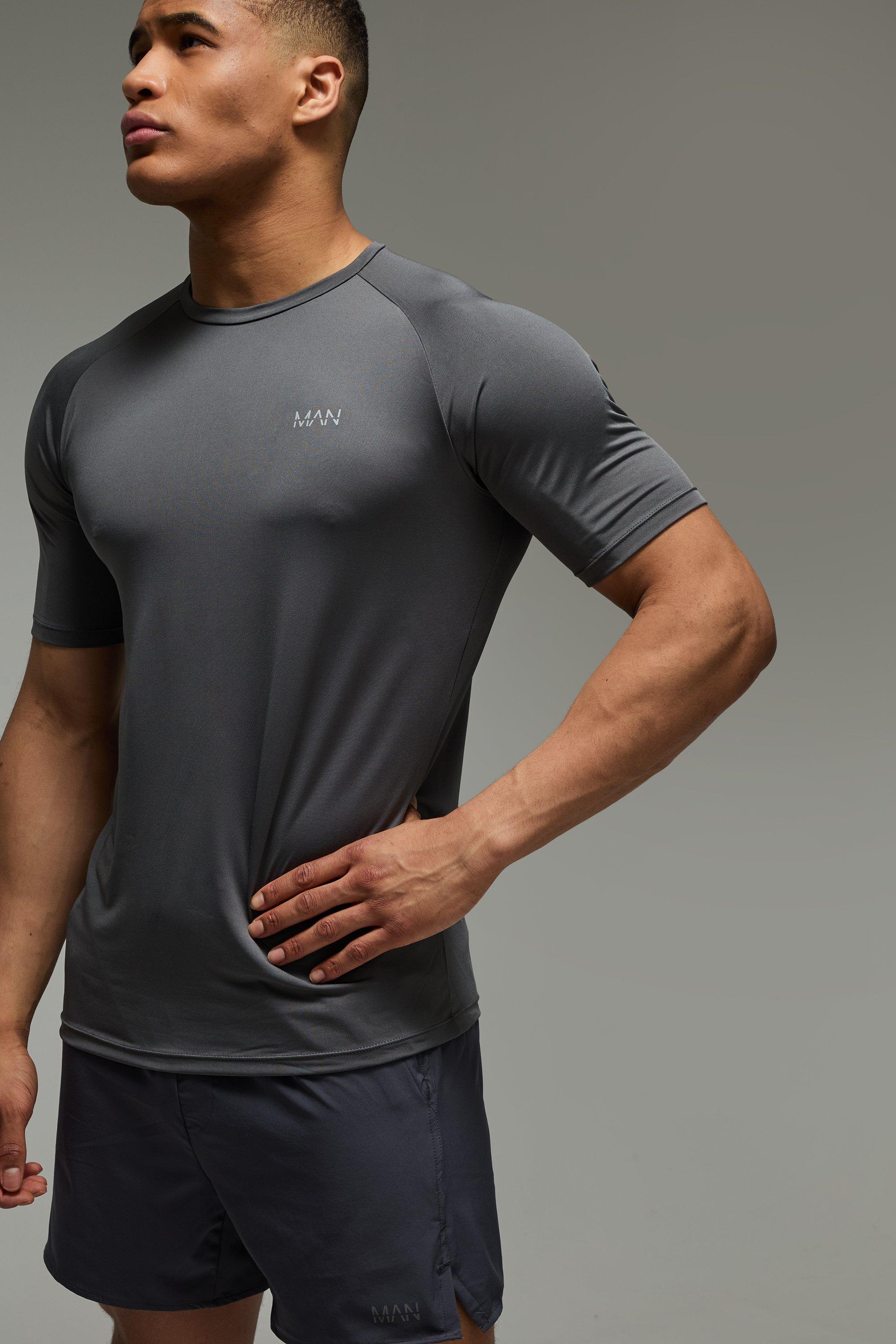 Mens Grey Man Active Raglan Reg Fit T-shirt, Grey