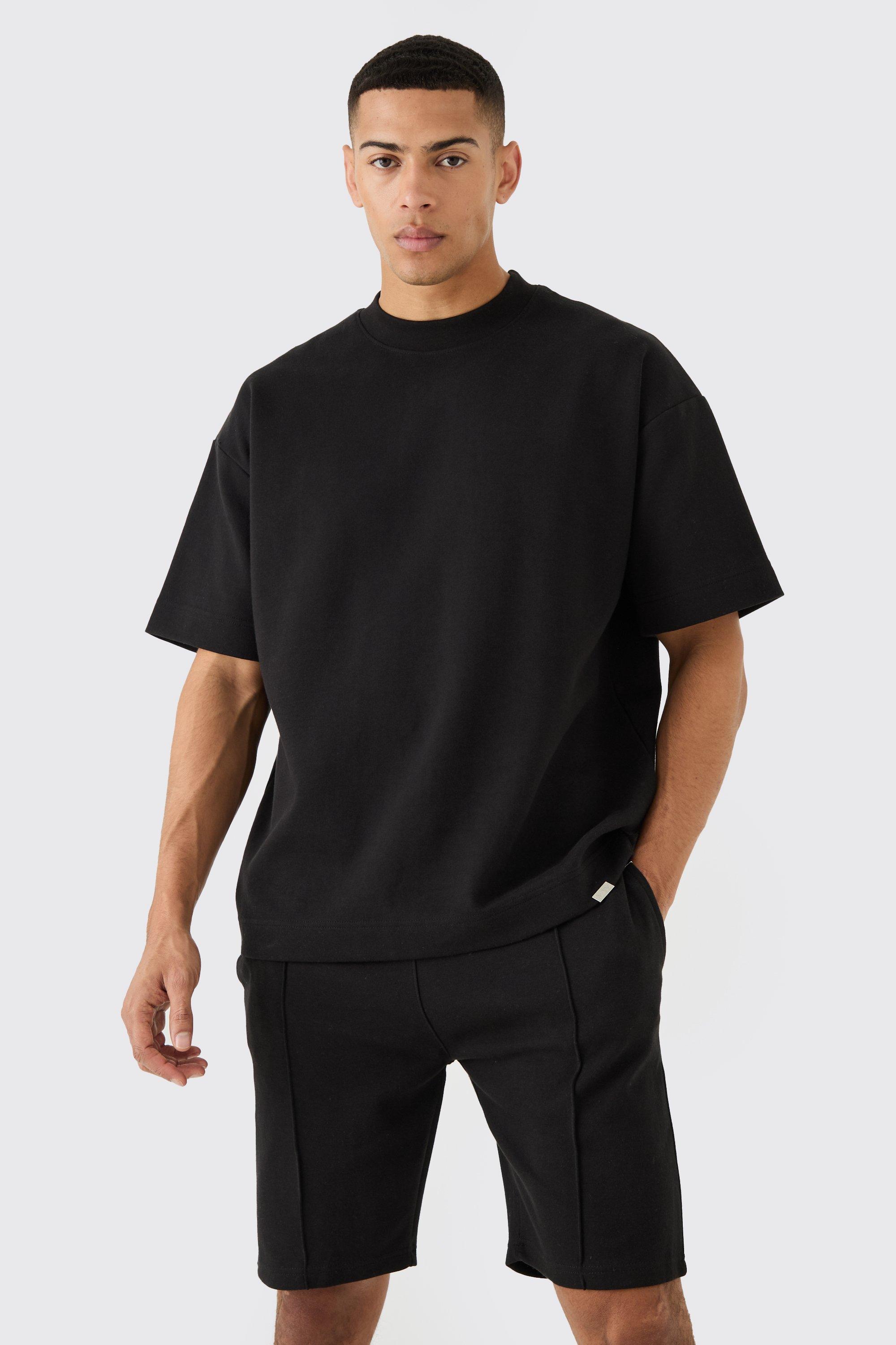 Image of Set T-shirt oversize & pantaloncini Interlock, Nero