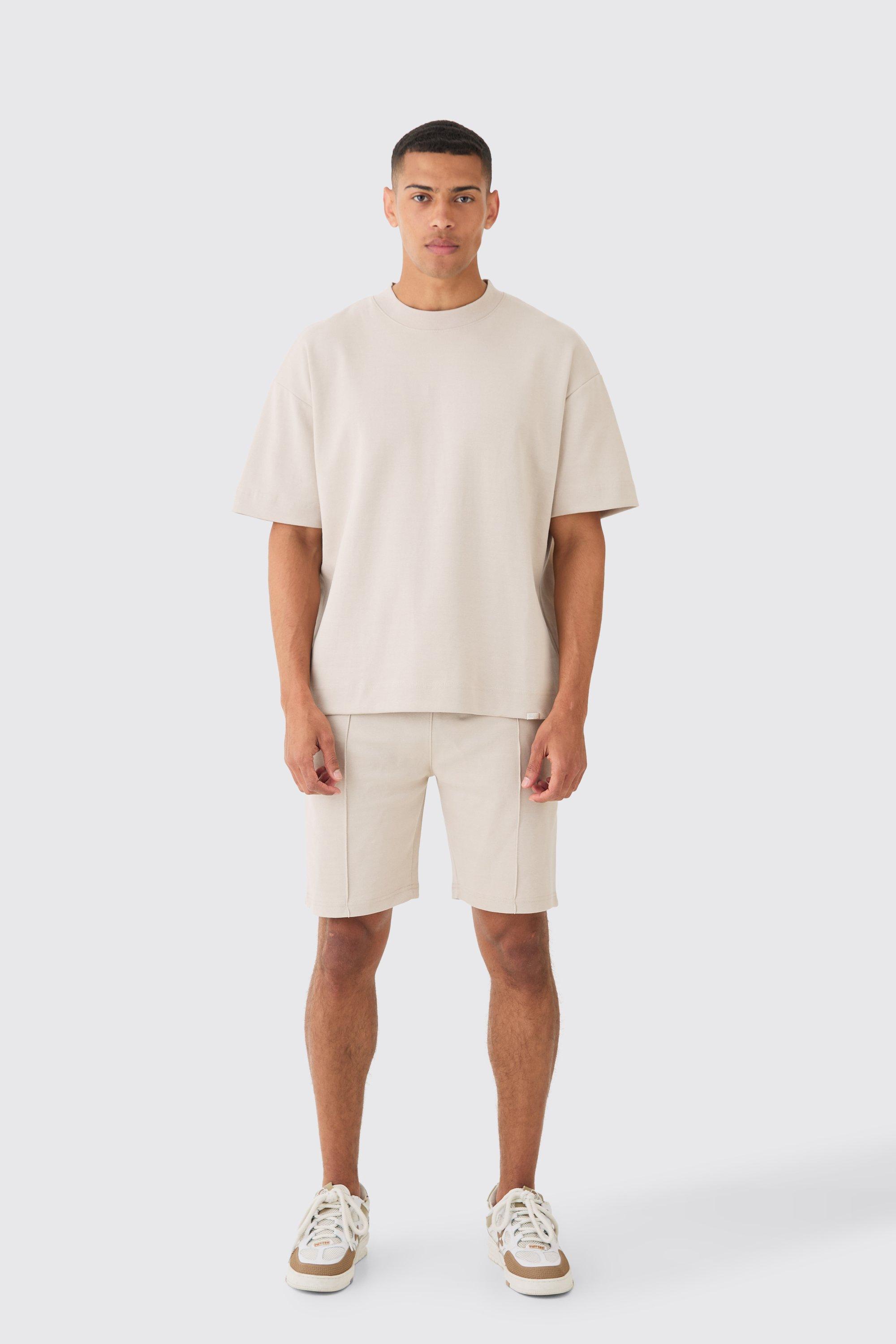 Image of Set T-shirt oversize & pantaloncini Interlock, Beige